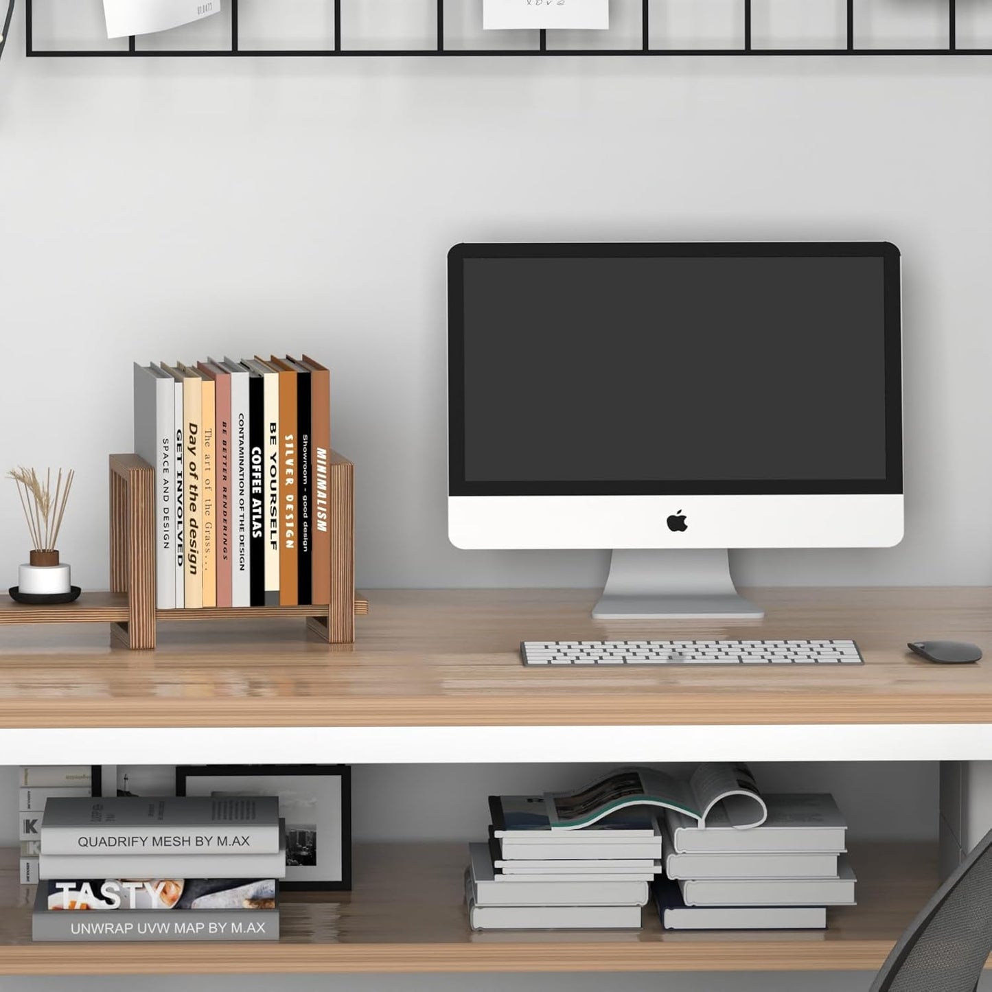 Adjustable Desktop Bookshelf Wooden Table Top Bookshelf Retro Mini Book Shelf Desk Organizer Magazine Files Letters
