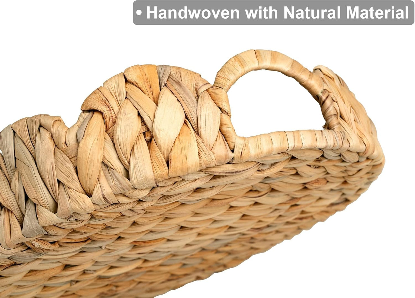 Scalloped Tray / Round Basket Tray Wicker Rattan Serving Tray / Natural / Set of 13
