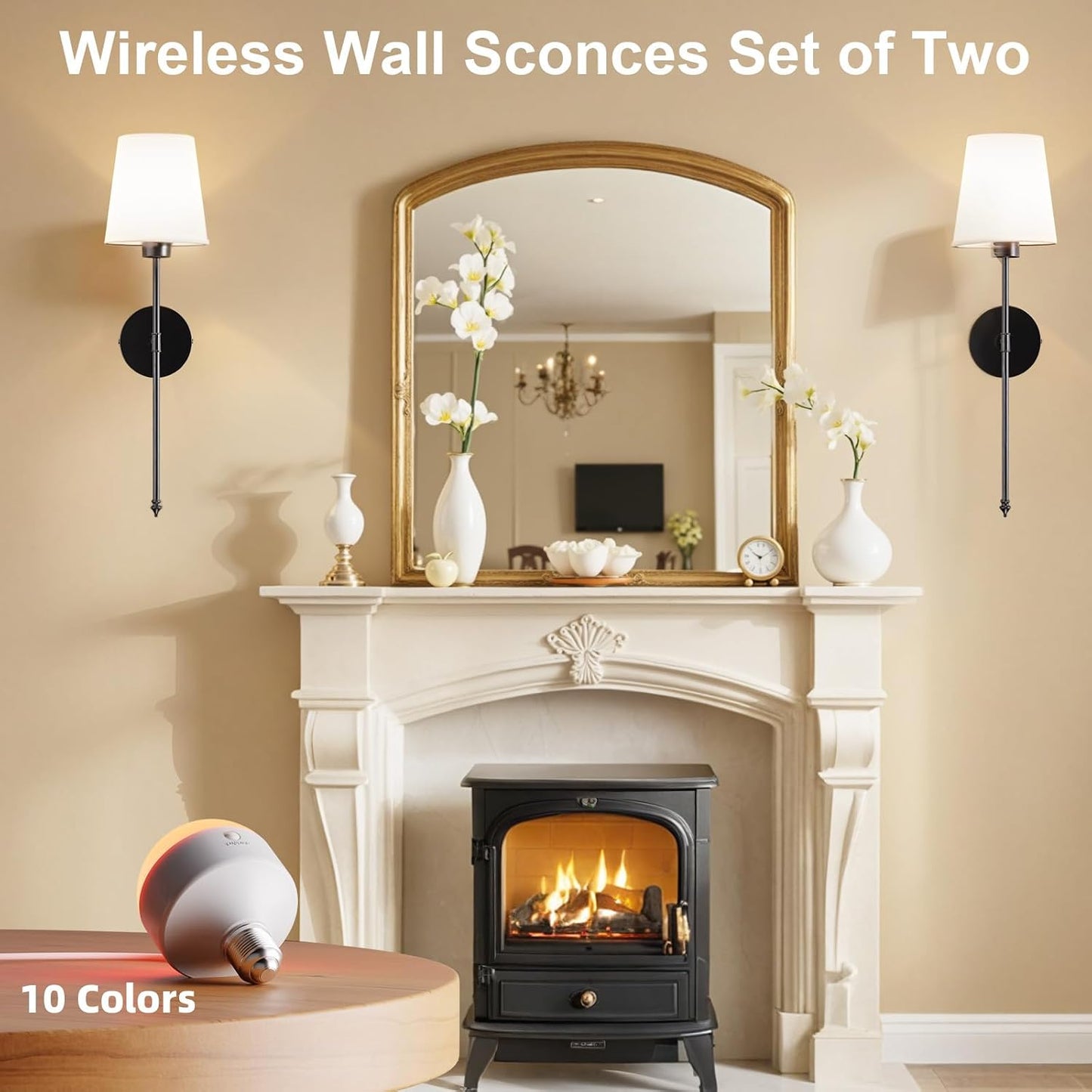IRONPAX Wall Sconces Battery Operated Set of 2, Wireless Rechargeable Wall Sconce Set of Two, Dimmable Wall Lights with