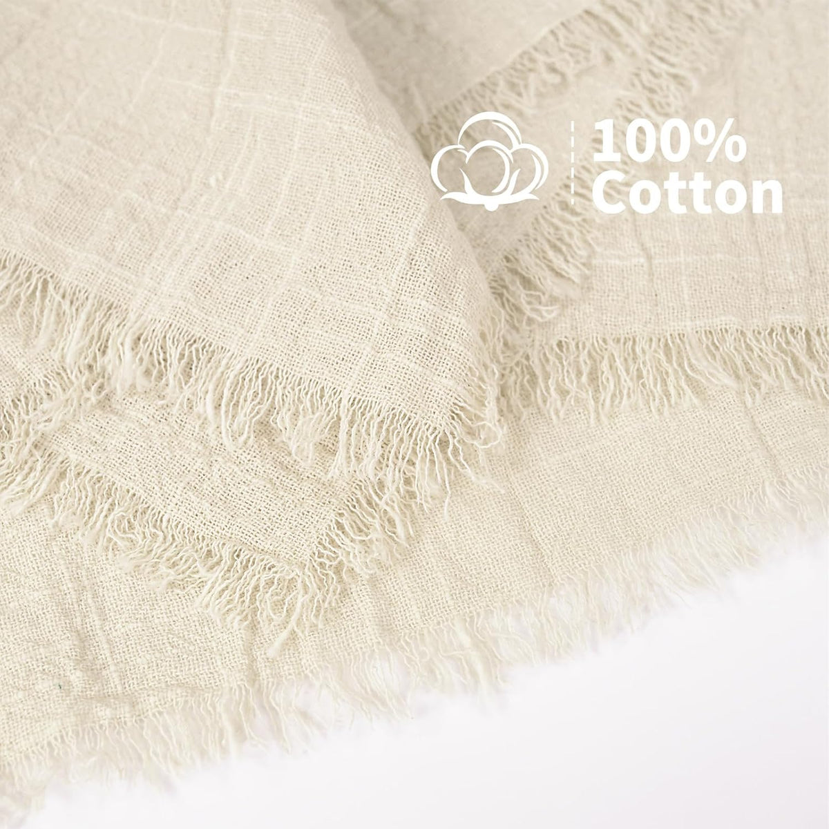 Showgeous 30 Pack Natural Cloth Napkins with Fringe, 16x16 inch 100% Cotton | Cloth Napkins Handmade Dinner Napkins