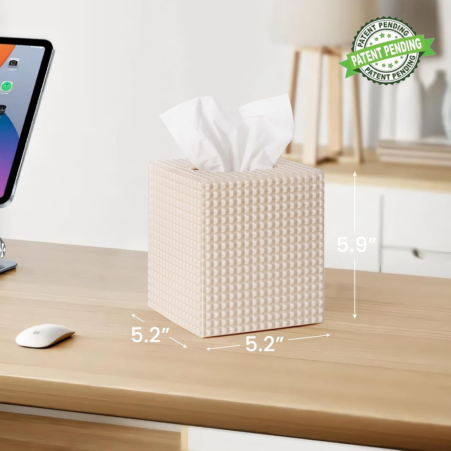 Square Modern Facial Acrylic Tissue Holder / Beige / Tissue Box Cover