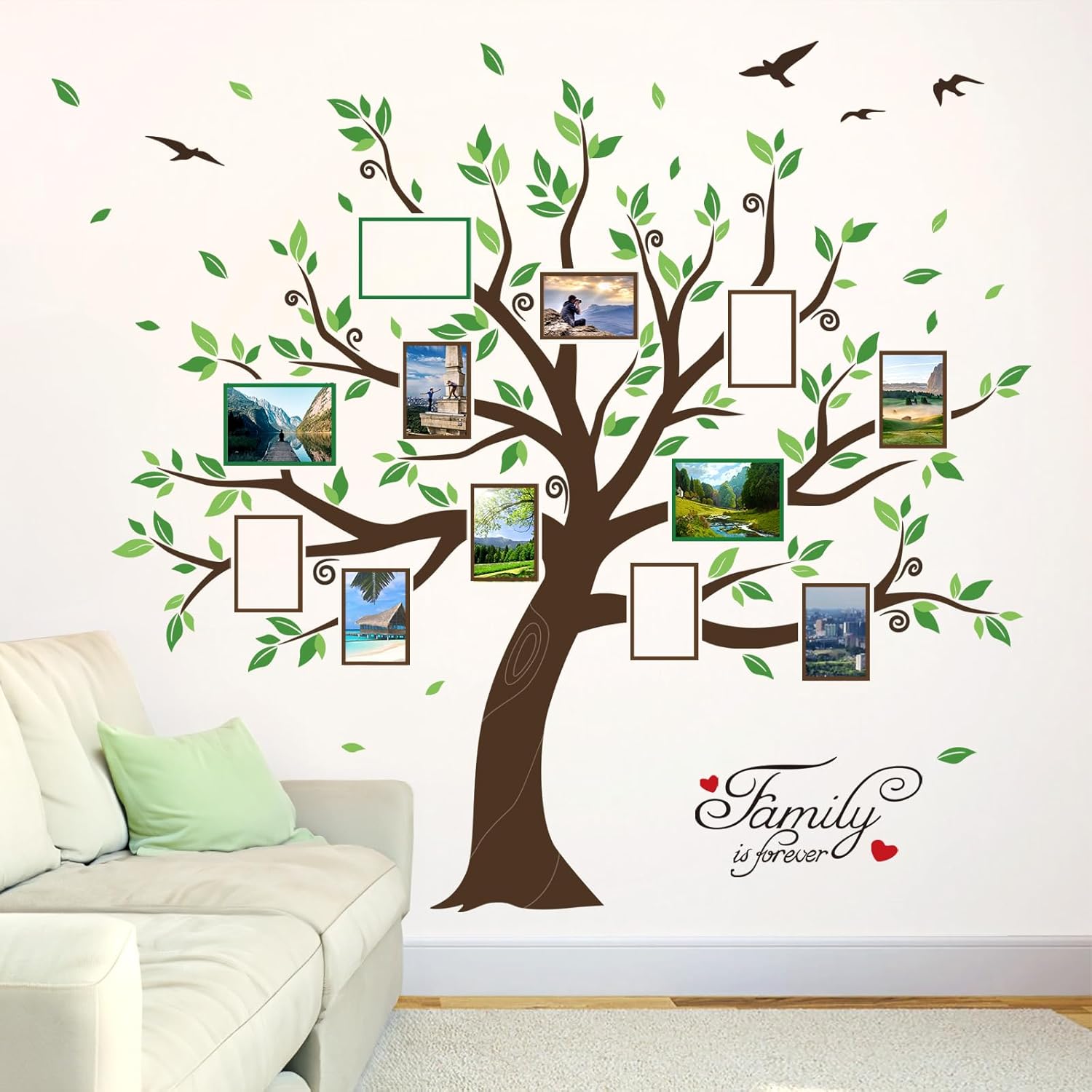 Large Family Tree Wall Decals DIY Photo Frame Tree Wall Stickers Bedroom Living Room Sofa TV