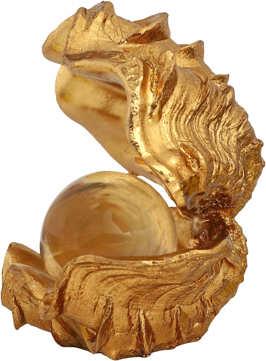Pearl Oyster Statues Home Decor Living Room Decor Coffee Table Sculpture Bedroom Desk / Gold