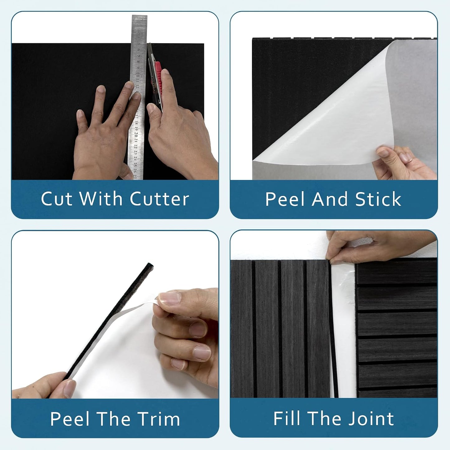4-Piece Wood Slat Wall Panel for Interior Wall Decor Noise Cancelling 47.2" x 23.6" Peel and Stick Acoustic Decorative