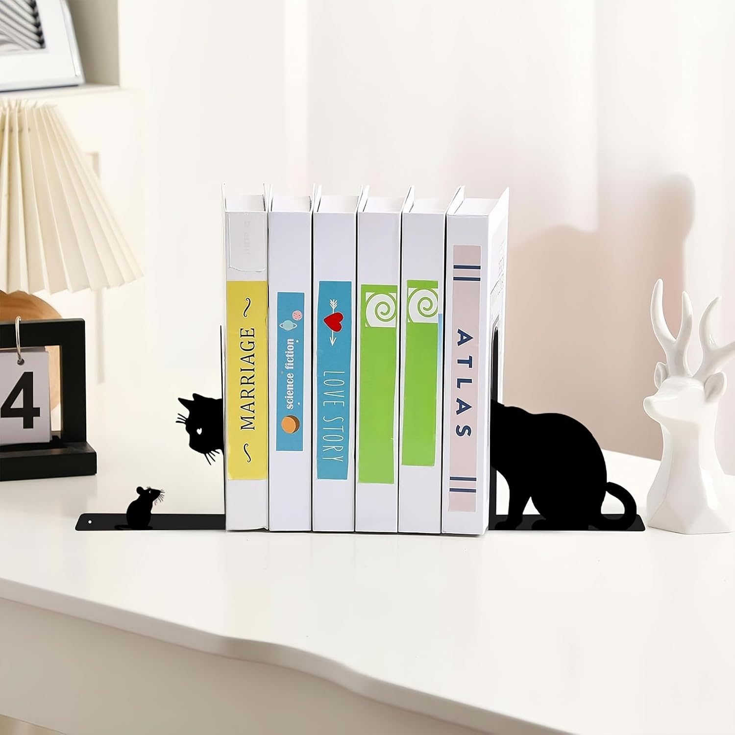 Cat and Mouse Metal Bookends Cats Book Ends / Black