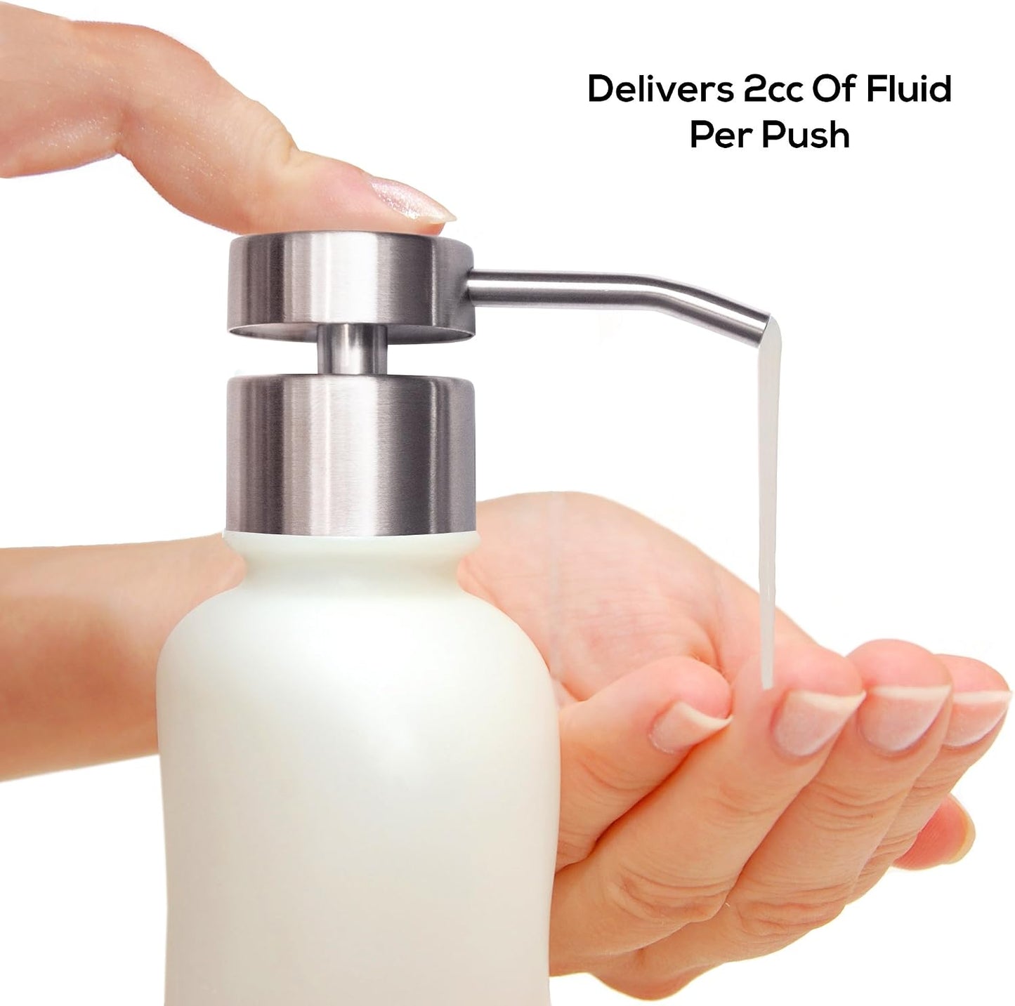 Stainless Steel Flat-Top Soap Pumps, Brushed Nickel, 4-Pack