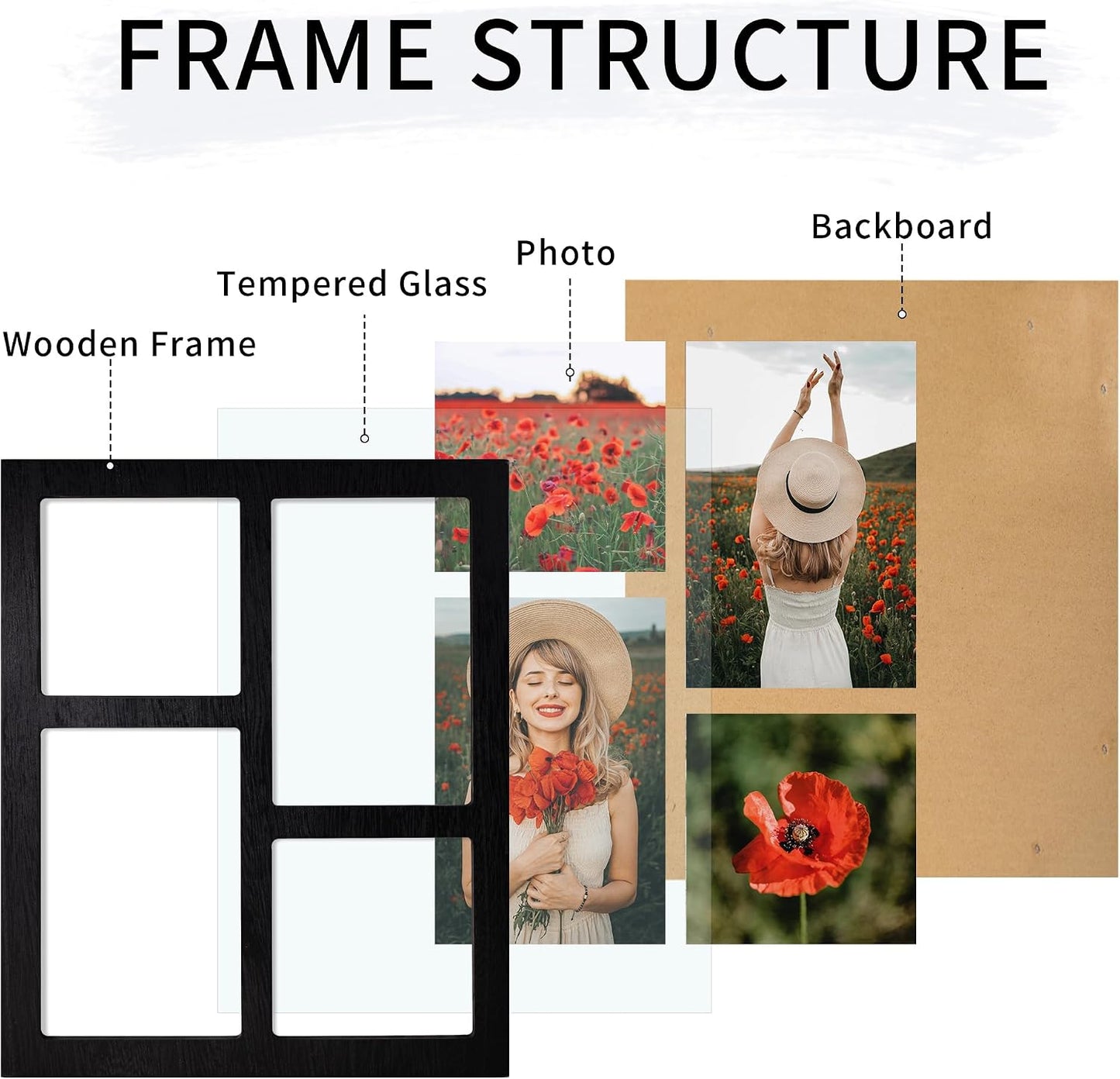 YESKAY Picture Frame Collage 4x6 and 4x4 Photos Display, Multiple Photo Frames with Tempered Glass, Family Picture