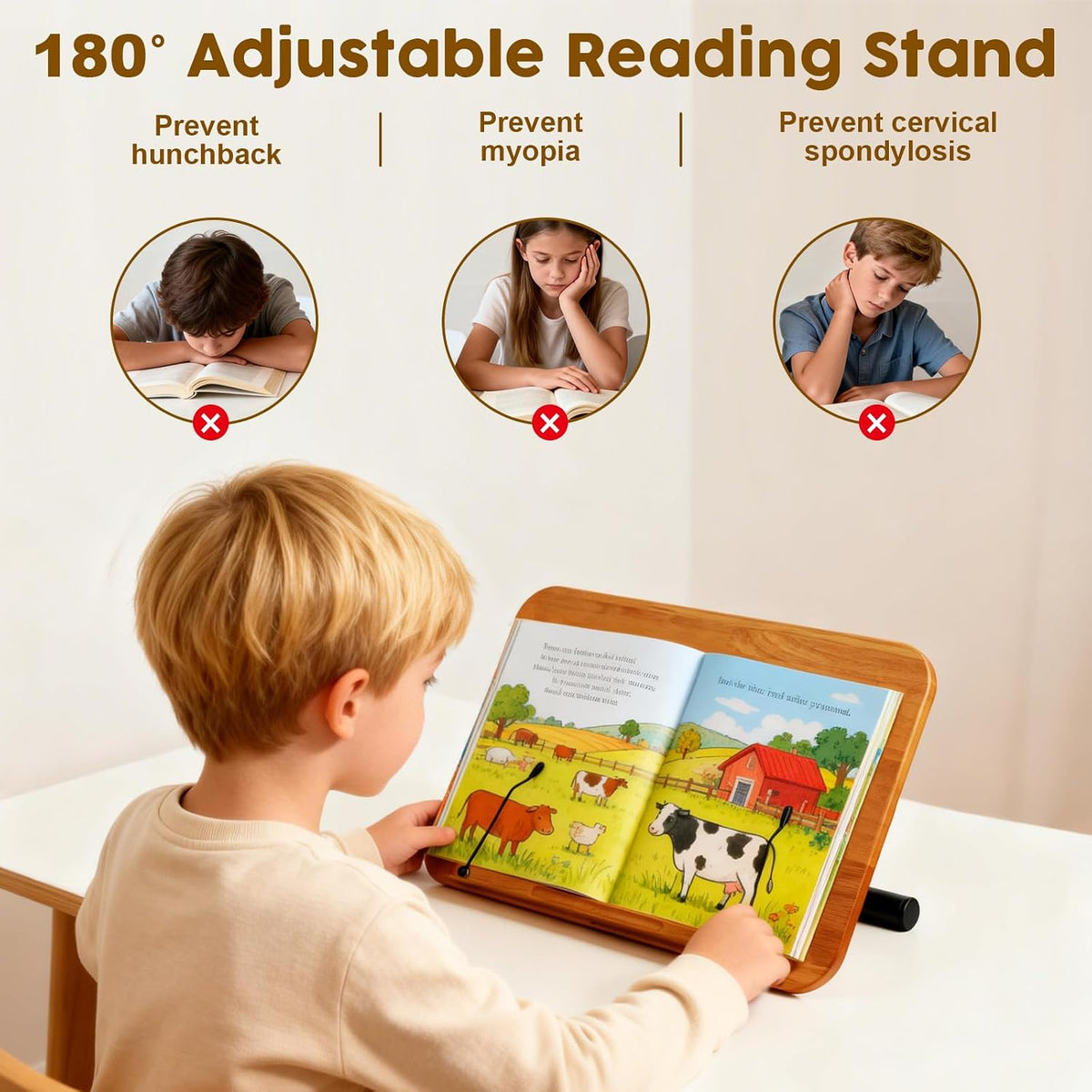 2 in 1 Dual-use Music Stand & Desktop Book Stand, Adjustable Height 16.5"-51", 100% Solid Wood Laptop Floor Stand Book