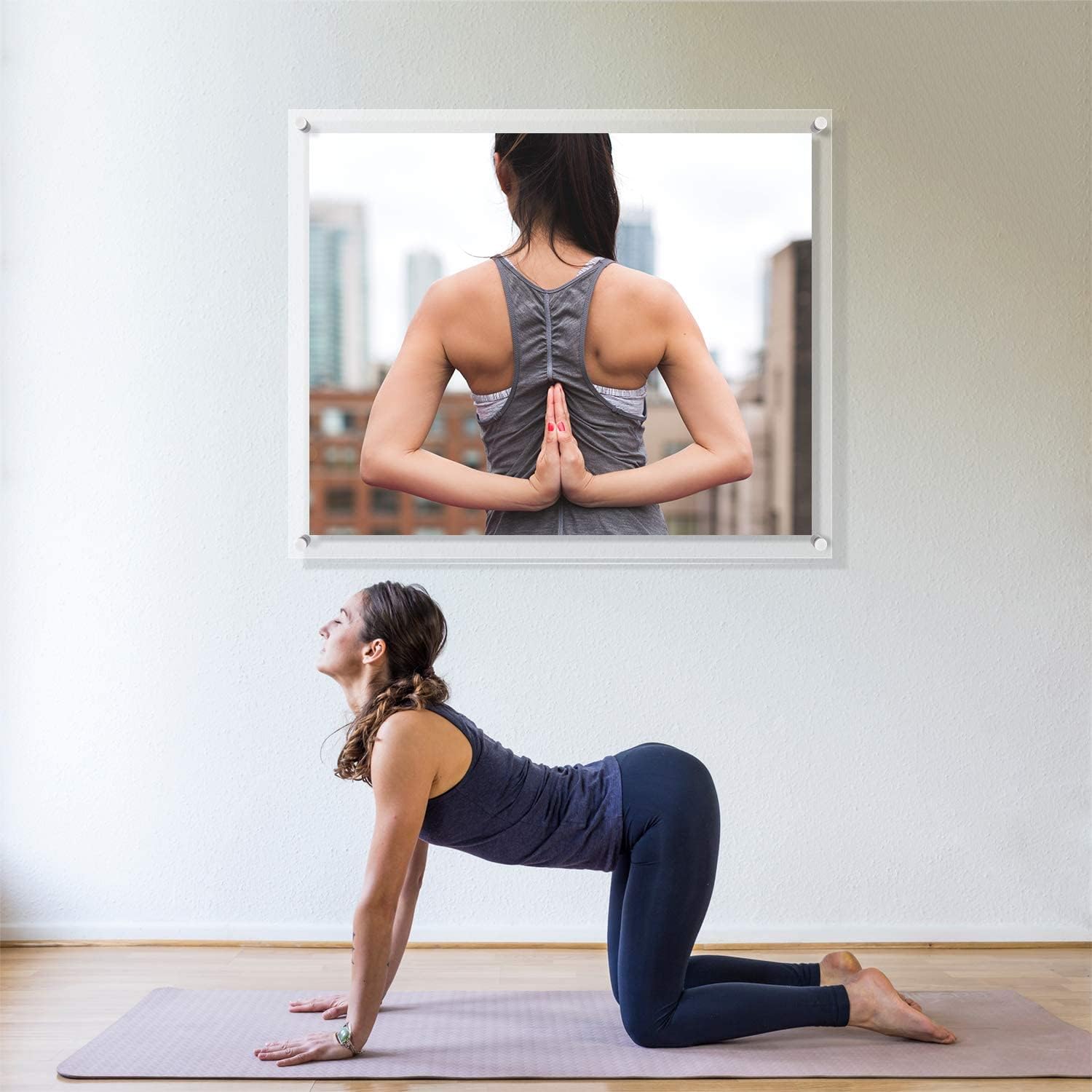 NIUBEE 20x24 Clear Acrylic Wall Mount Floating Frameless Picture Frame | Full Frame is 23x27 inch for Poster