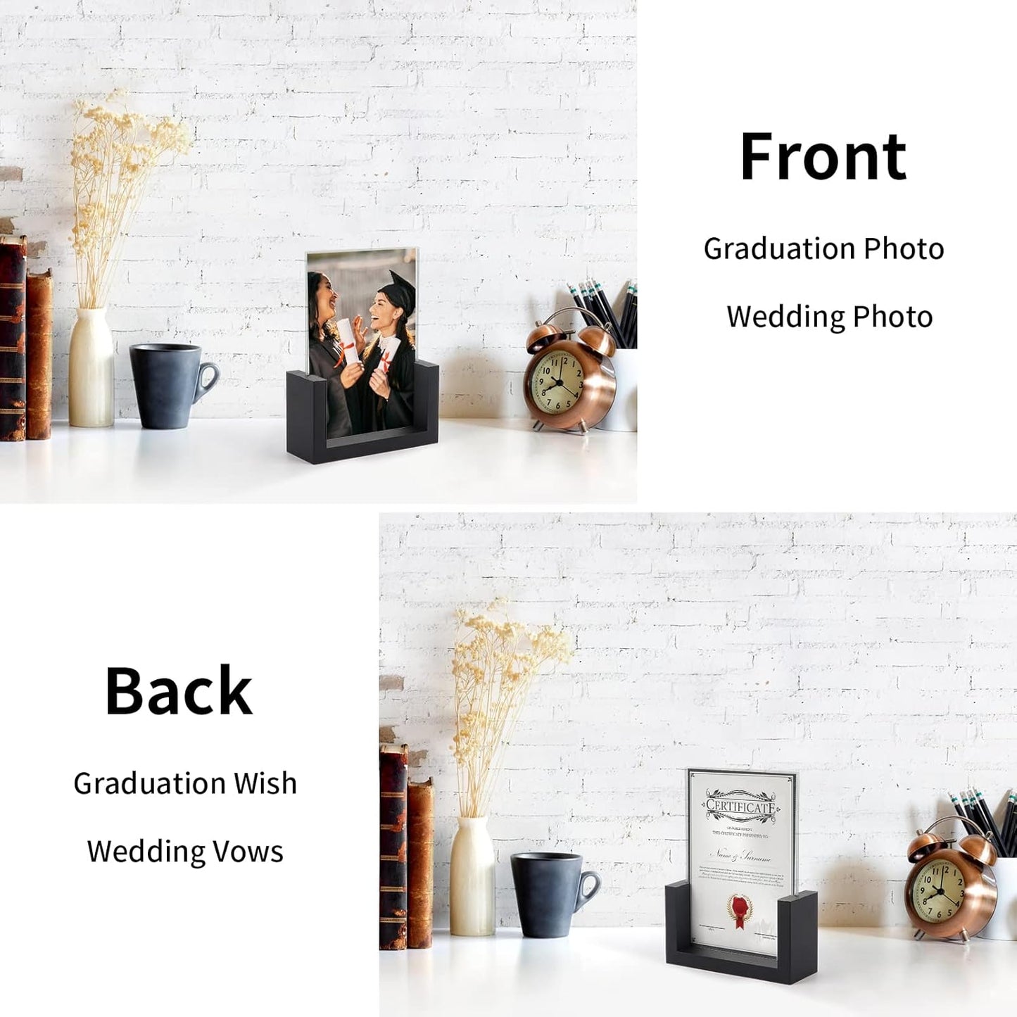 Rustic Wooden Photo Frames / Black / 5 x 7 / Set of 2
