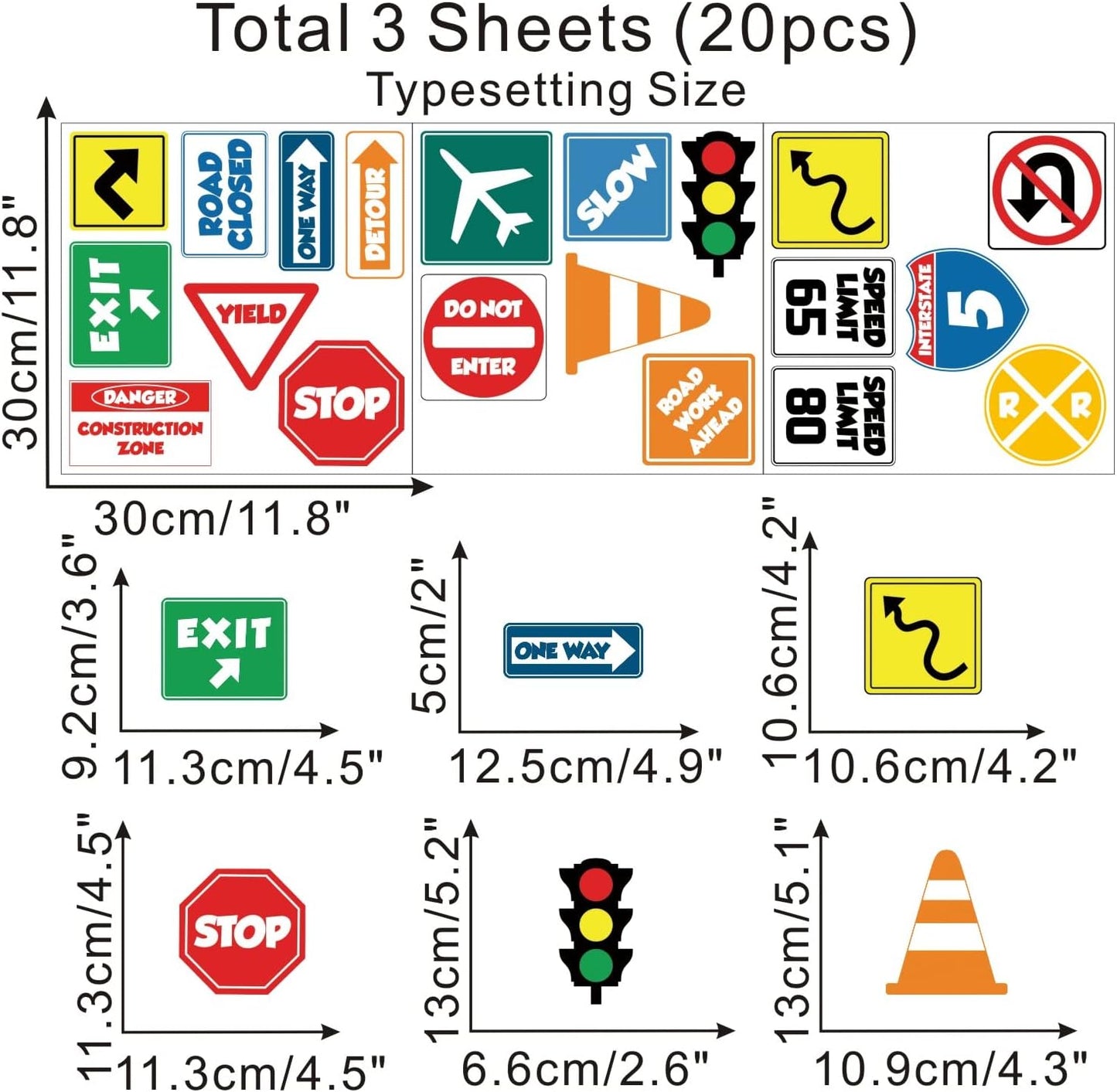 Wall Decal Traffic Sign Wall Stickers Stop Street Transportation Signs Vinyl Decals / Road Signs