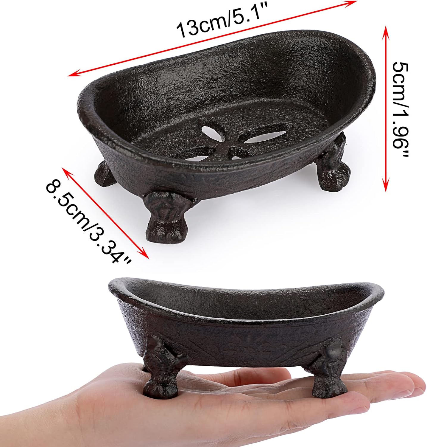 Heavy Duty Vintage Metal Drainable Sponge Soap Tray Bar / Brown