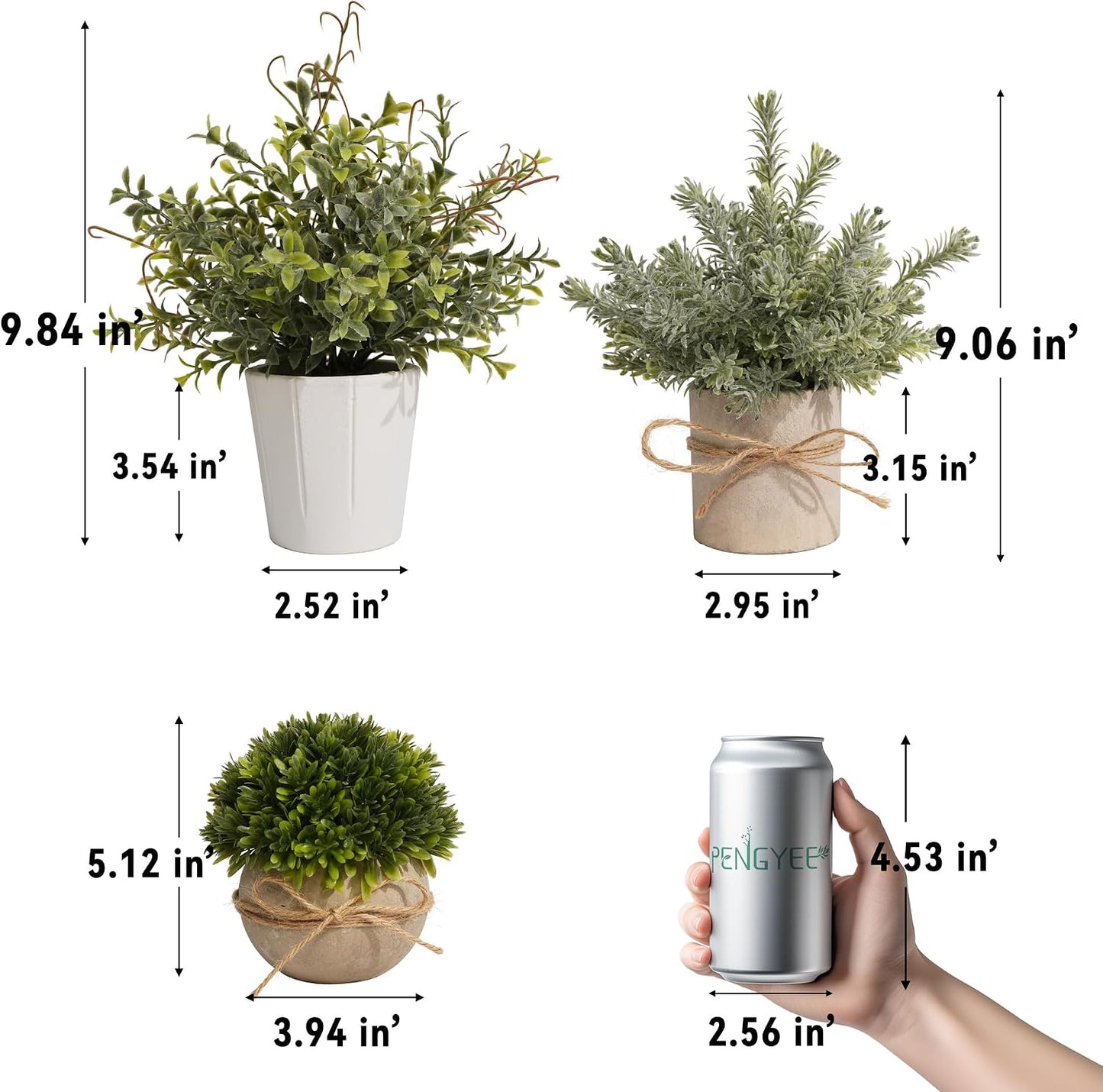 Artificial Plants Indoor / Green Rosemary II / Set of 4