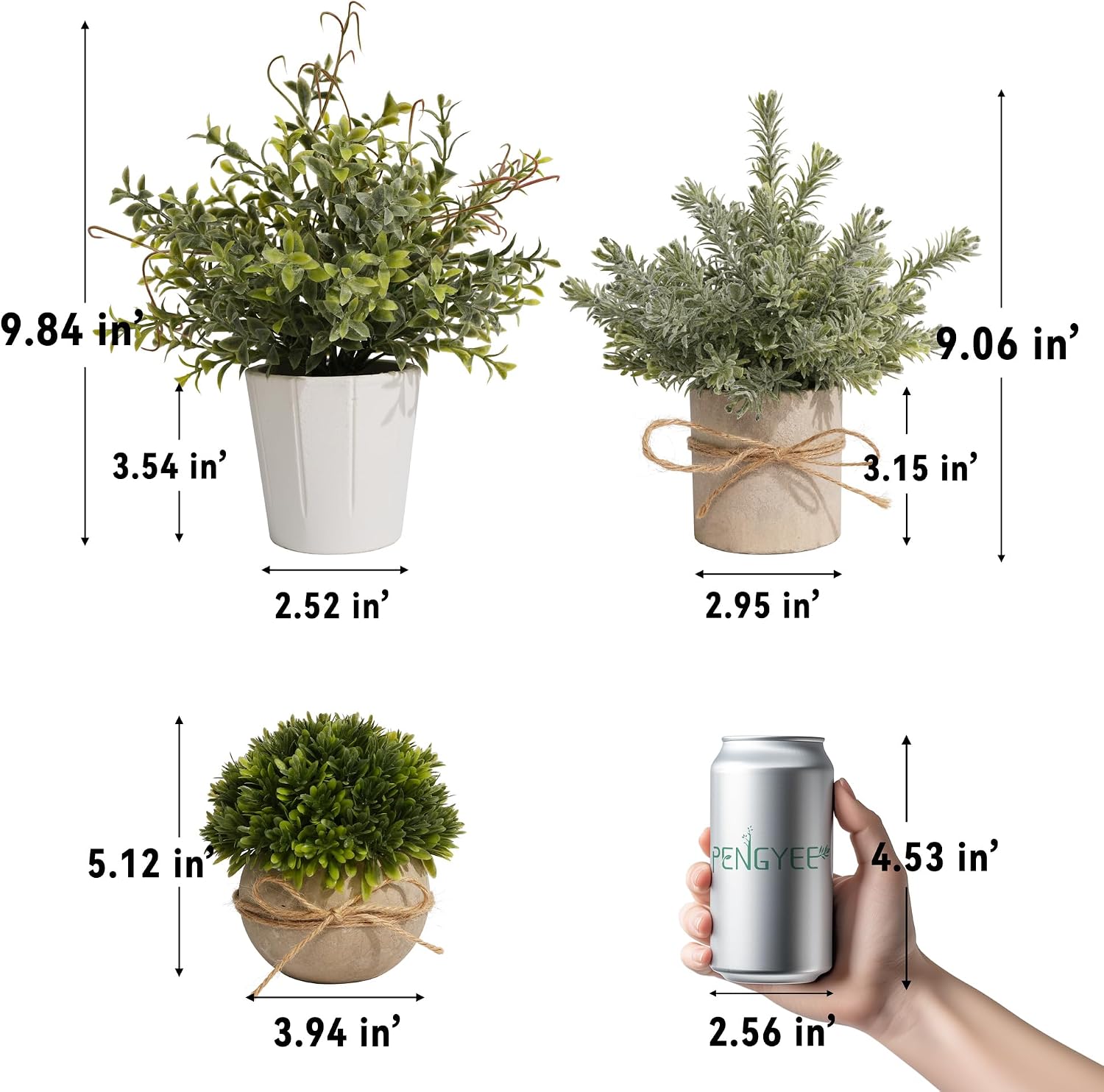 Artificial Plants Indoor / Green Rosemary II / Set of 4