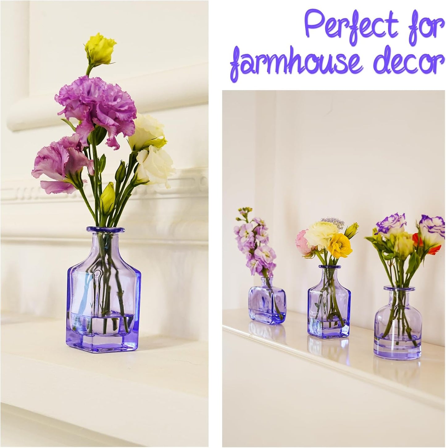 Glass Bud Vases / Purple / Set of 12