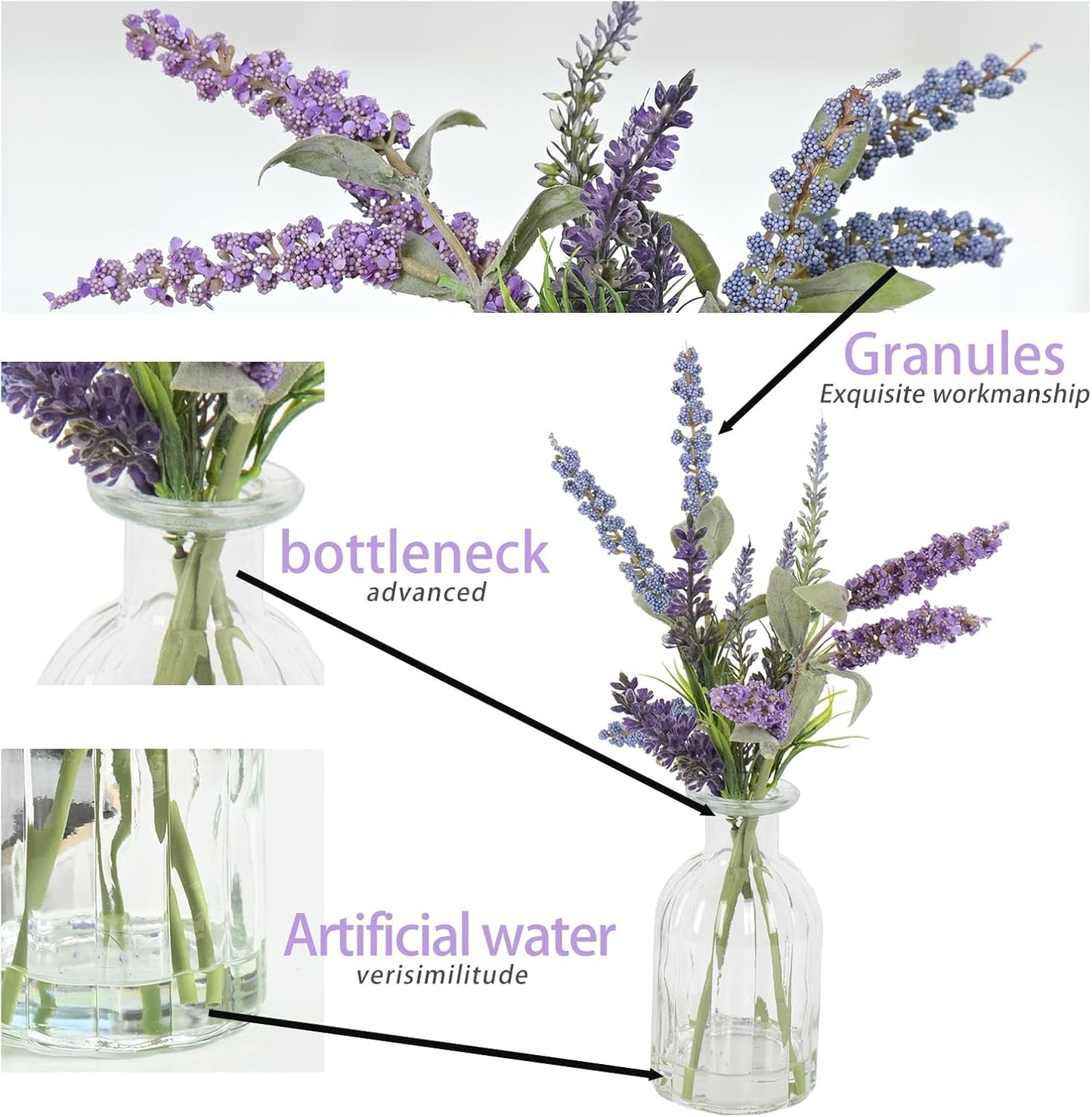 Faux Silk Flowers Fake Plant Decor / Purple