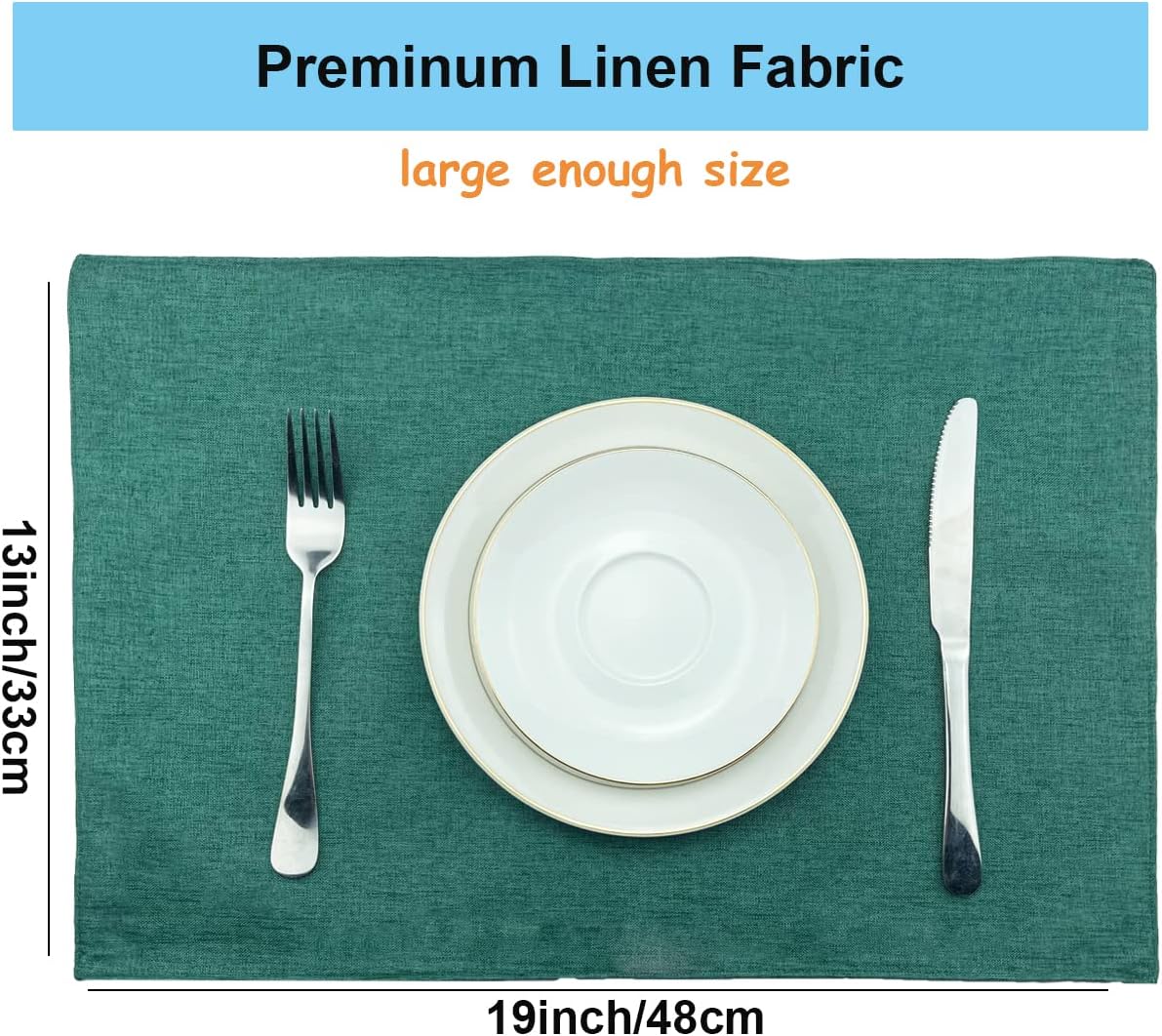 Weabetfu Cloth Placemats Set of 6 Heat Resistant Dining Table Placemats | Cotton Linen Machine Washable Kitchen Table