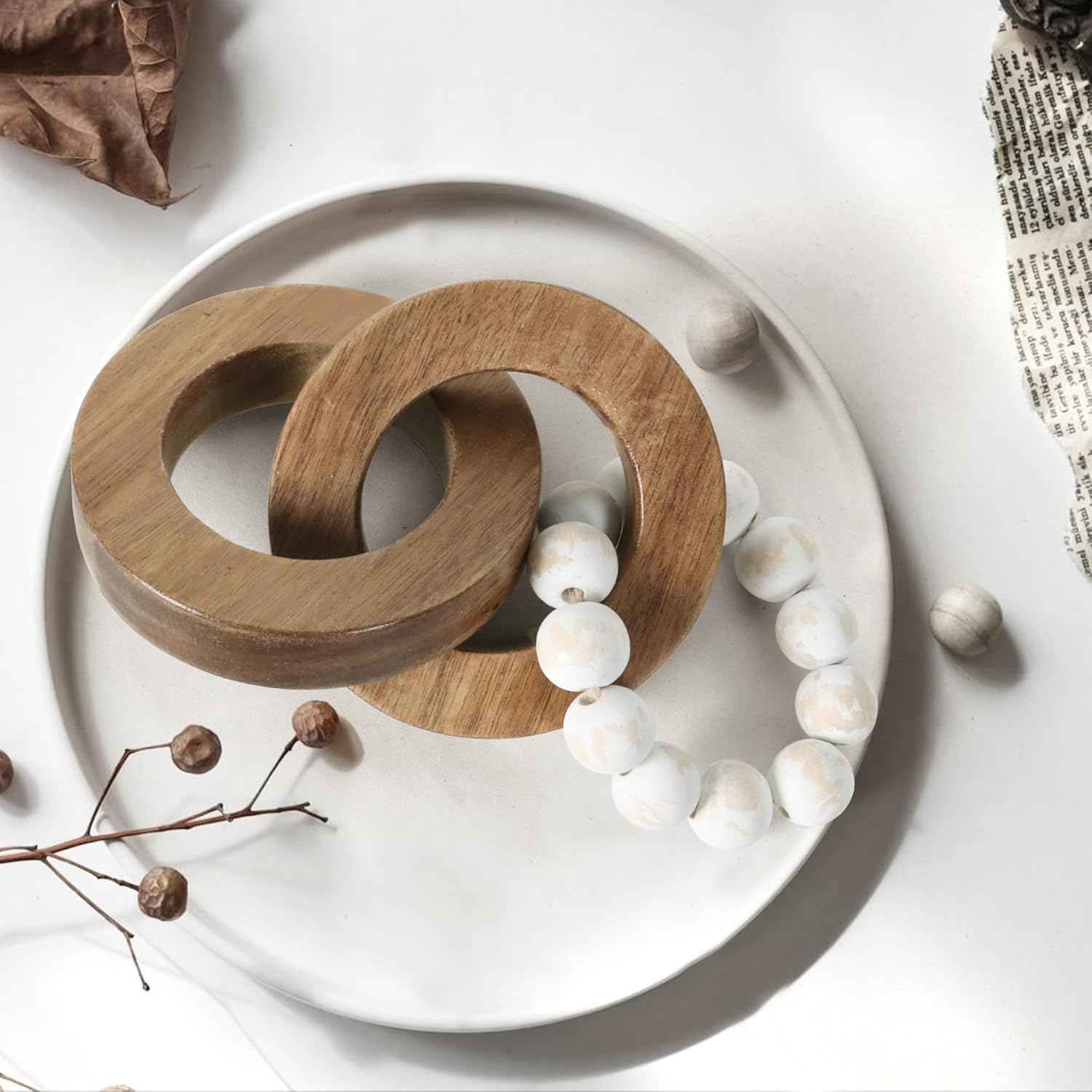 Wood Chain Link Decor / 3 Link / Natural
