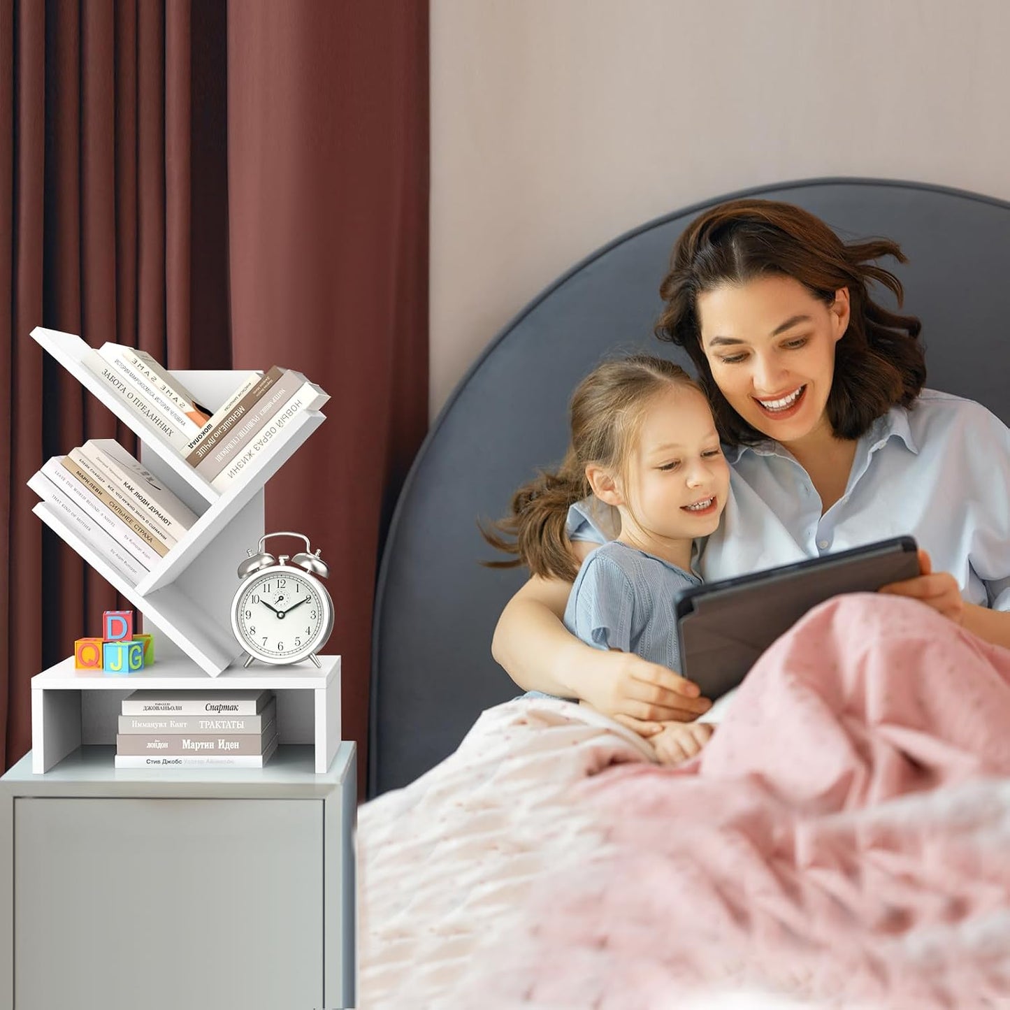 Compact Book Holder for Small Spaces / 4-tier-white