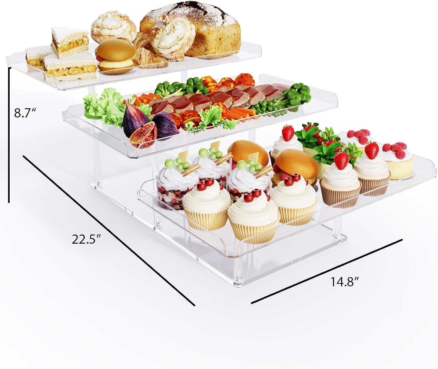 Bakzon 3 Pack Dessert Table Display Set, Acrylic Cupcake Buffet Dessert Risers Stands, Tier Serving Trays Holder for