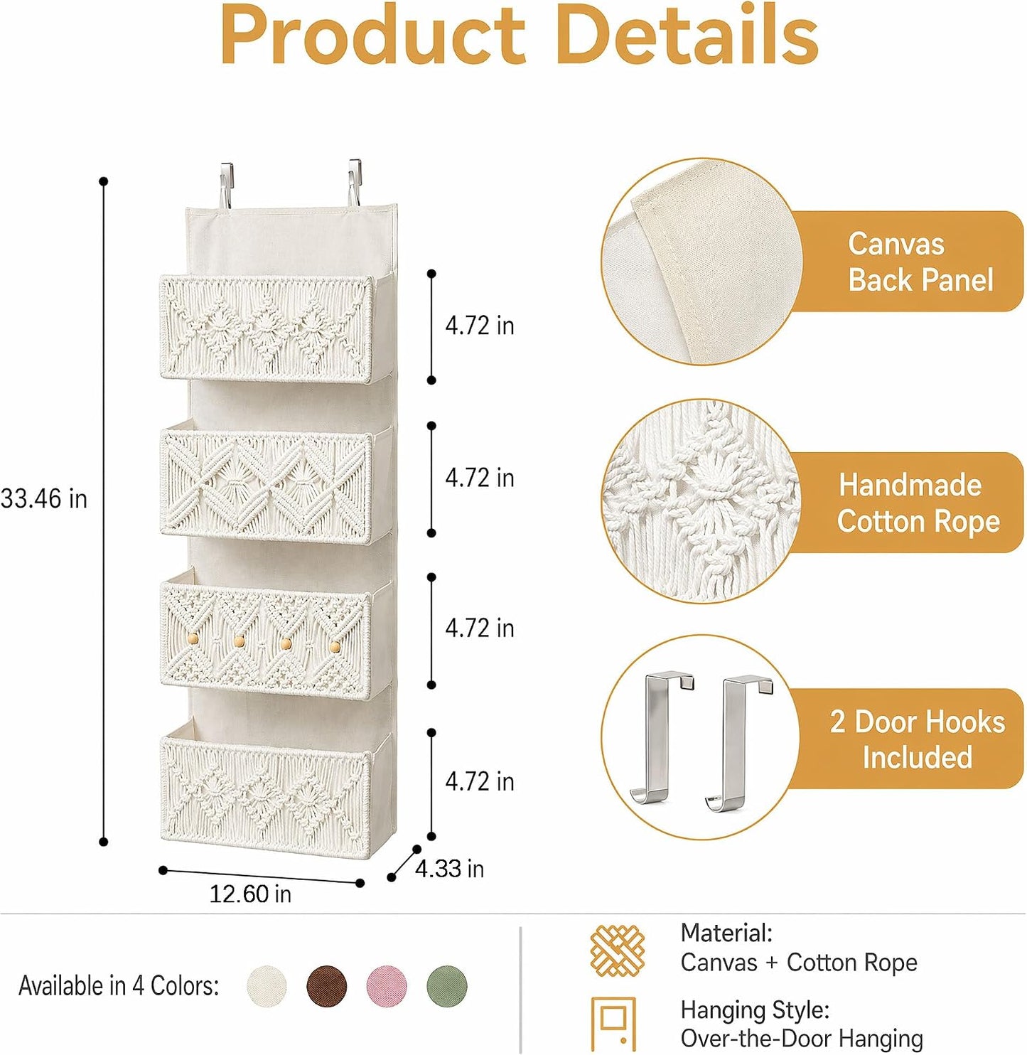 Metal Hooks Included / White