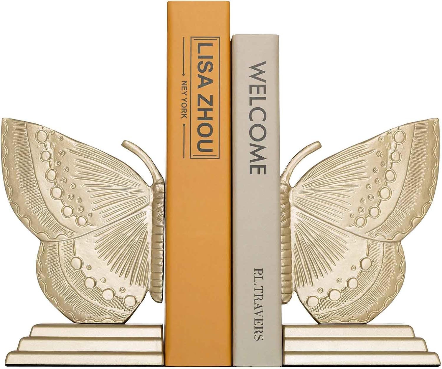 Muted Matte Vintage Heavy Duty Metal Book Ends / Gold