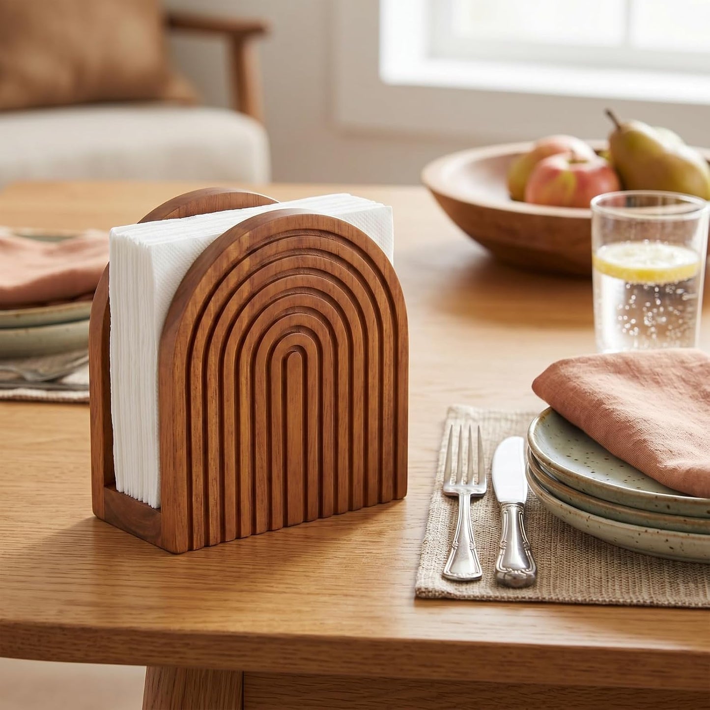 Wooden Napkin Holder / Boho Style / Burlywood / Natural