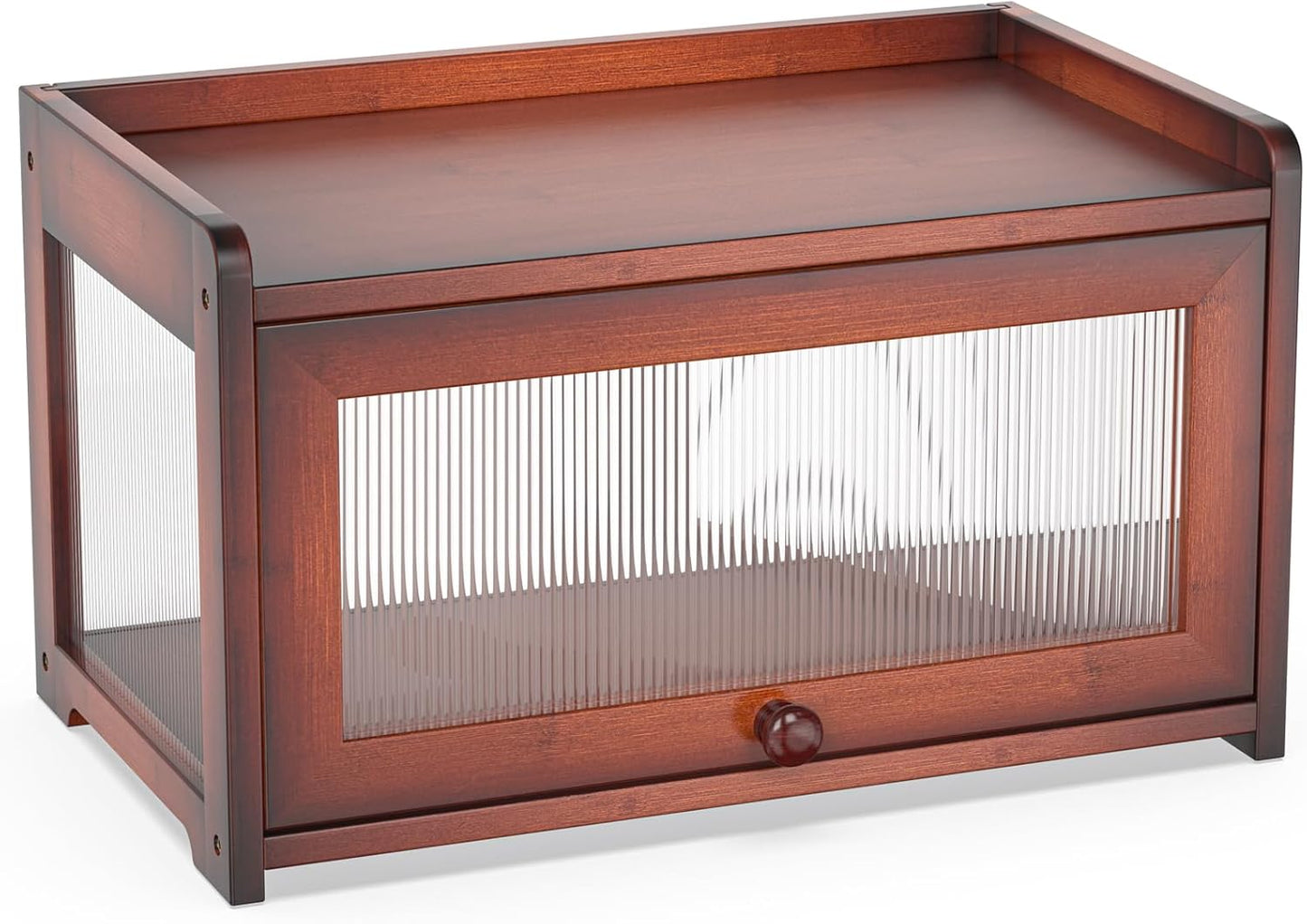 BAMBANG Bamboo Bread Box for Kitchen Countertop, Extra Large Farmhouse Bread Box with 4-Side Clear Panels, Wooden Bread