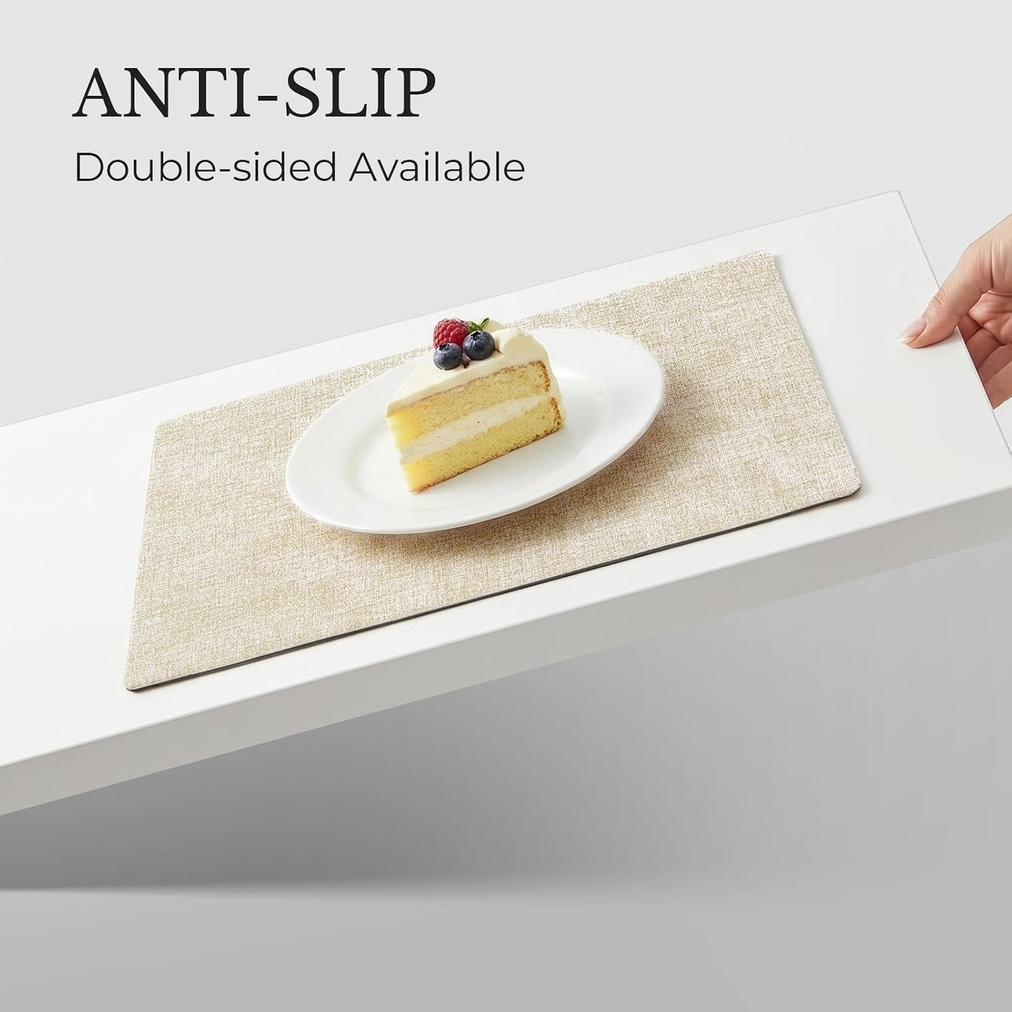 Romanstile Vinyl Placemats Set of 8, Reversible Faux Leather Heat Resistant Wipeable Table Mats, Waterproof Washable