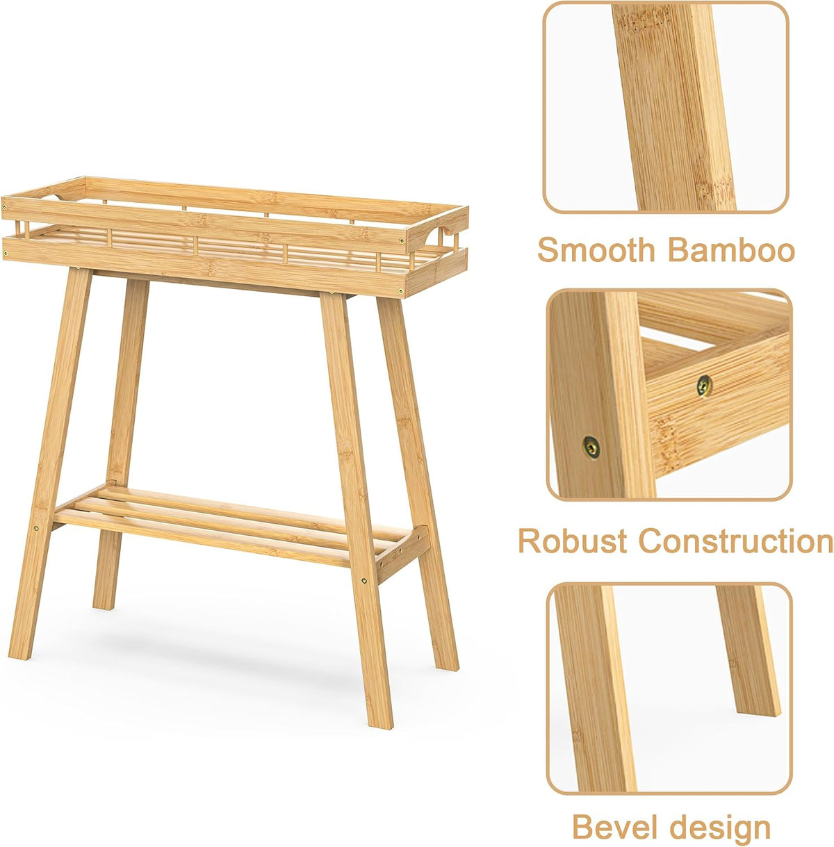 BAMBANG Bamboo Plant Stand Indoor, 2 Tier Small Plant Table, Tall Plant Stand for Indoor Plants, Window Sill Plant