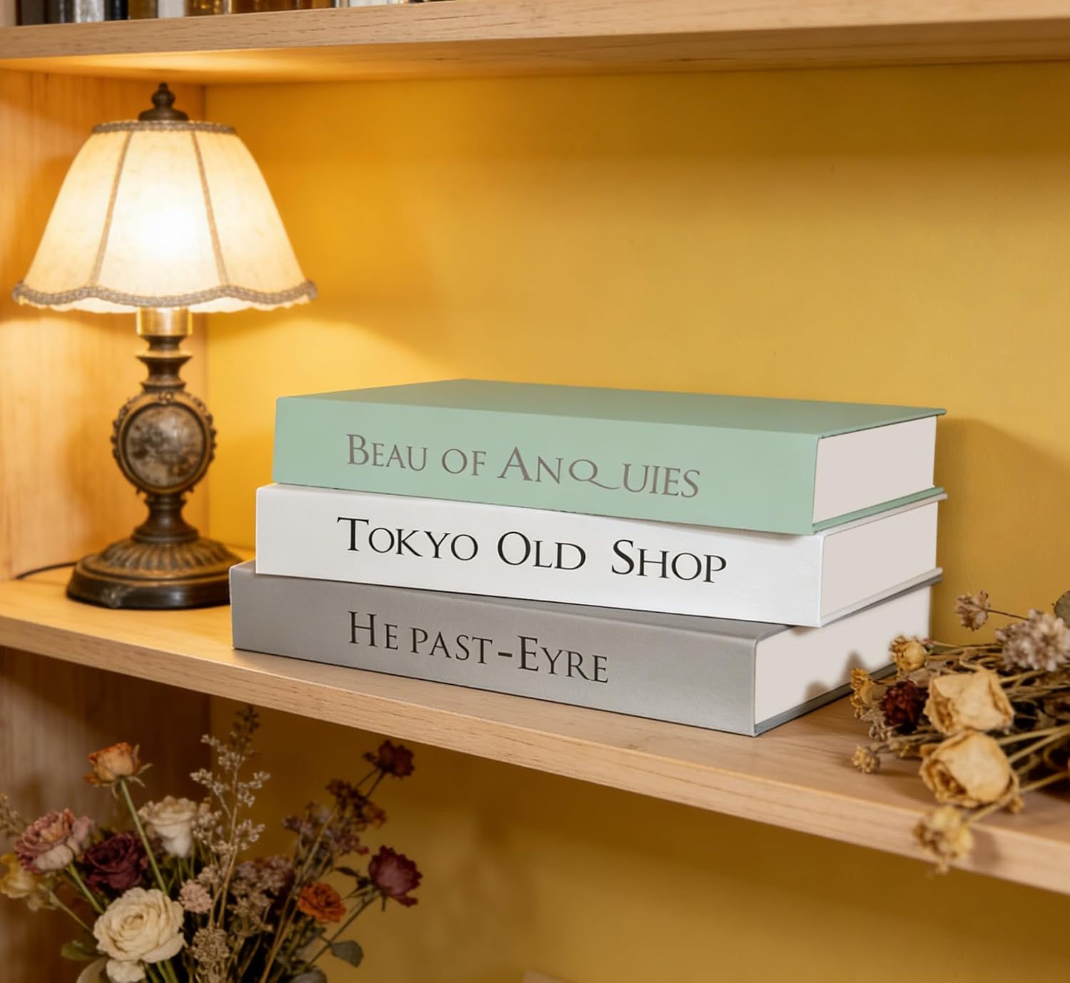 Decorative Books / Green+grey + White / Set of 3