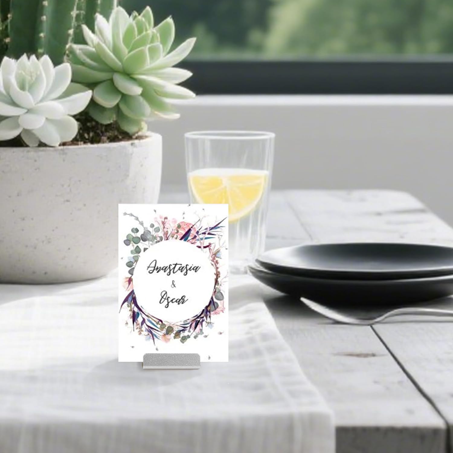 Urban Deco 24PK Table Card Holder Metal Place Card Holders Steel Card Holders for Photos, Food Signs, Memo Notes