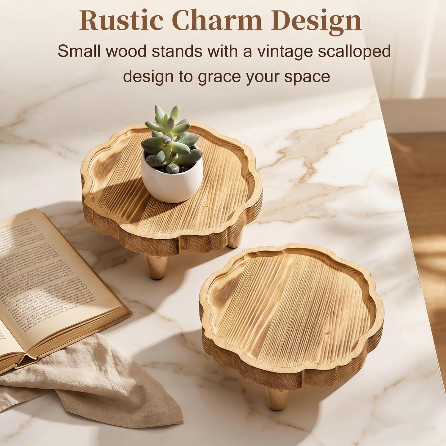 Mini Wood Pedestal Stand / 8.5 Inch / Set of 2