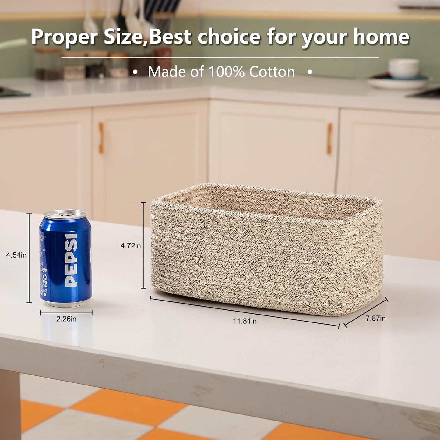 Mini Woven Rope Storage Bins for Towels / Brown / 11.81''lx7.87''wx4.72''h / Set of 4
