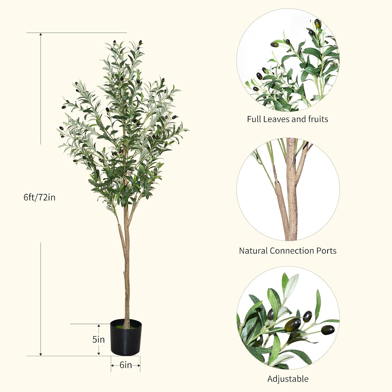 High Imitation Silk Plant Fake Olive Tree / 6 Inch
