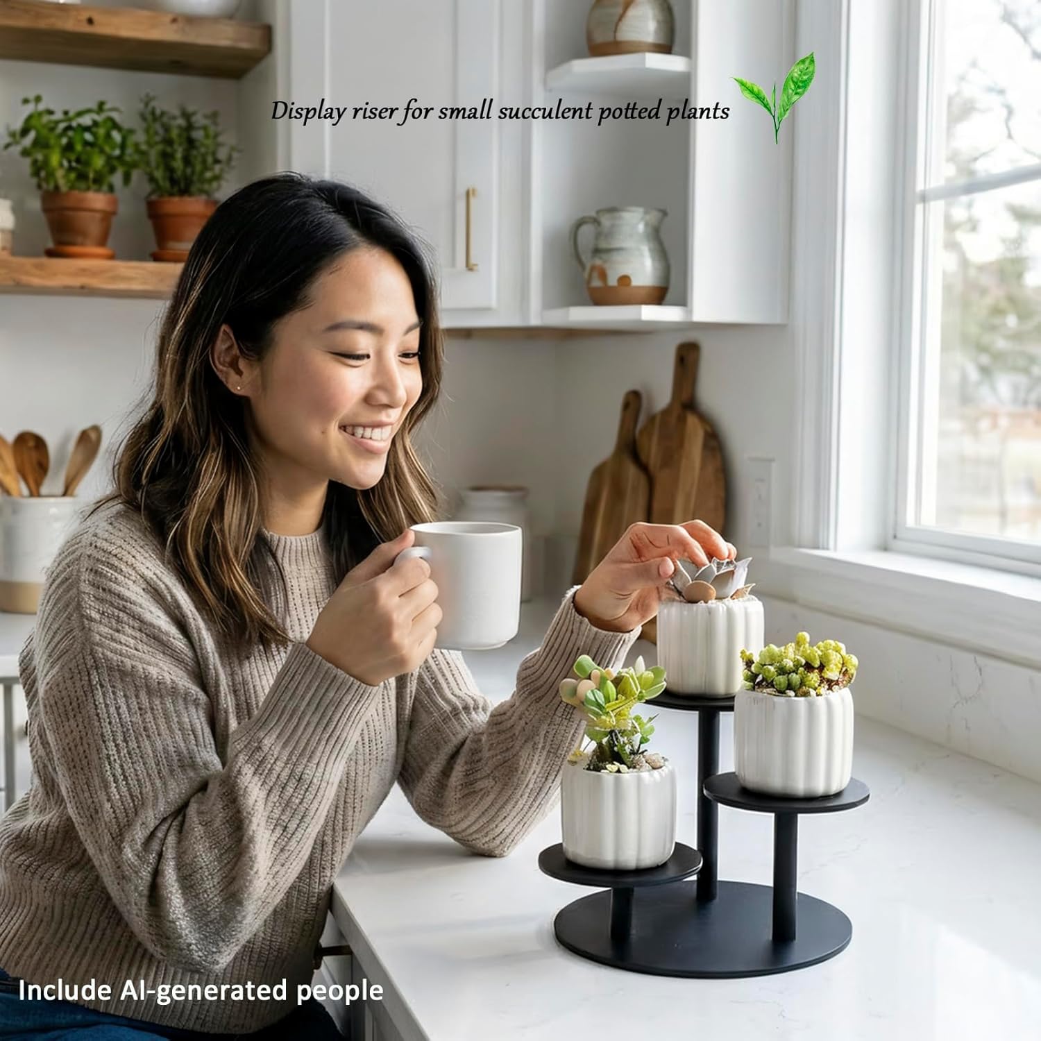 Frosted Acrylic Table Display Stand for Figure Small Display Risers for Succulent Plants 3 / Black