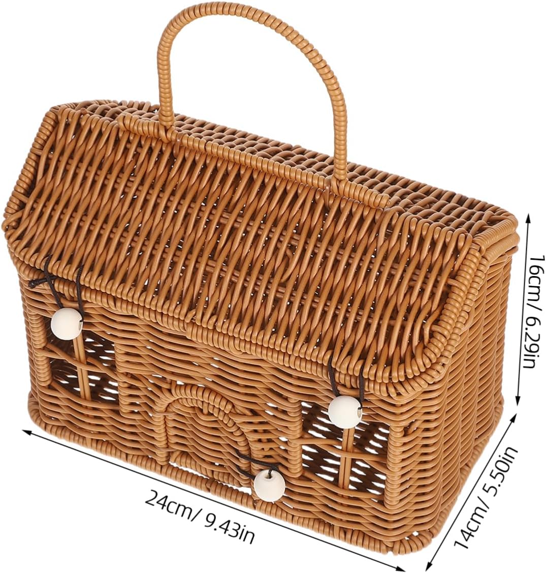Small Rattan Storage Basket Woven Sundries Basket / Brown