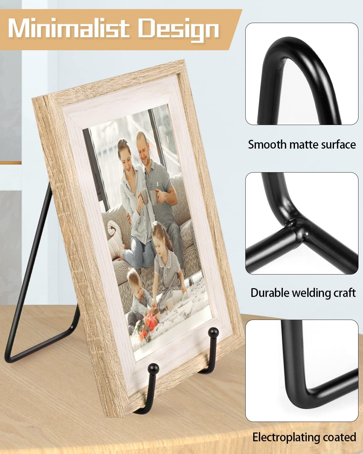 Metal Plate Holder Picture Stand / 6 / Black / 6 Inch / Set of 10