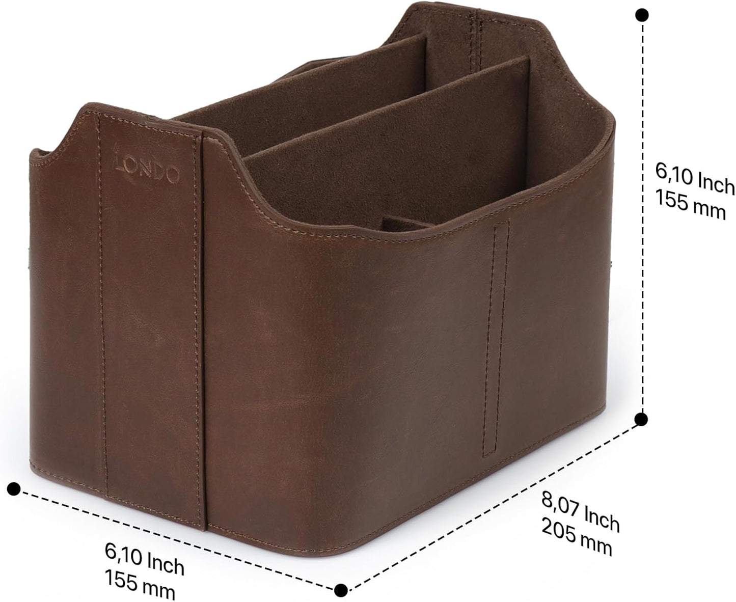 Londo PU Leather Remote Control Holder, Office Supplies Desk Organizer with Tablet Slot, Makeup Brush and Utensils