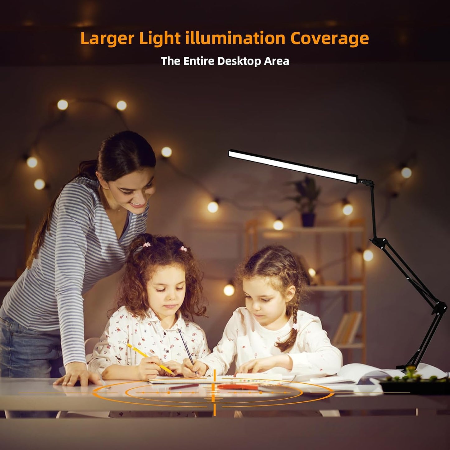 NOEVSBIG LED Desk Lamp with Clamp,2-in-1 Clamp on Desk Lamps with Base,50.7" Adjustable Swing Arm Architect Desk