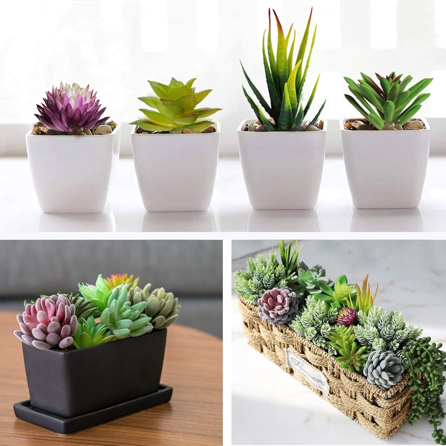 Set Faux Succulents Unpotted Fake Succulent Plants / Set of 16