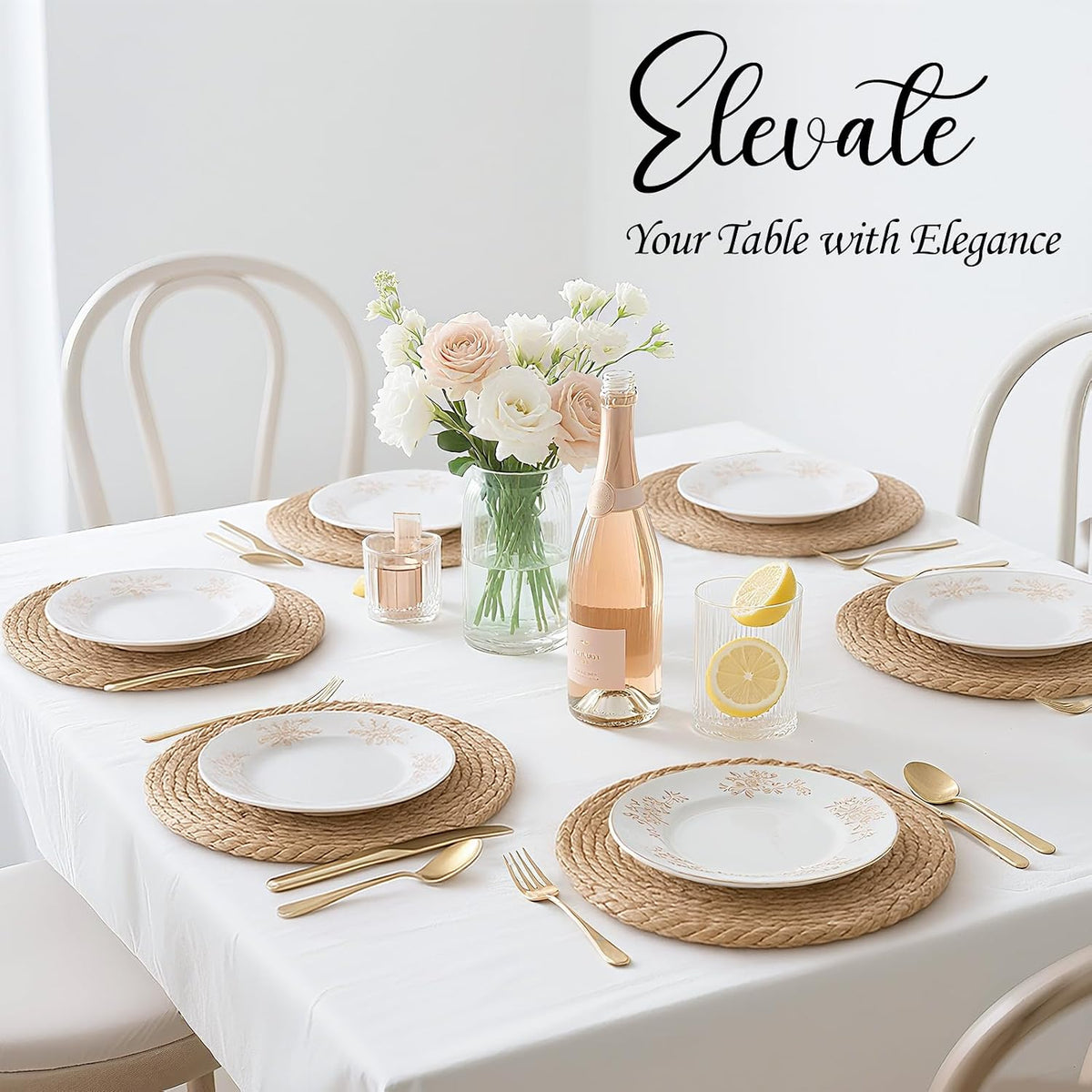 13 Inch Placemats Set of 24, Boho Round Woven Place Mats for Dining Table Decor, Rustic Jute Chargers for Dinner