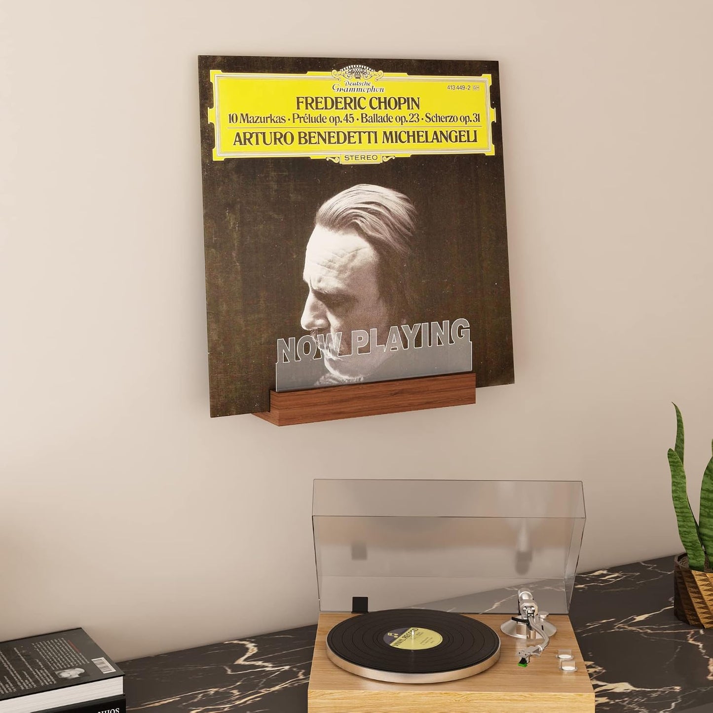YuanDian Now Playing Vinyl Record Wall Mount, Light up Vinyl Wall Mount, Unique Wall Display Stand for LP Albums Home