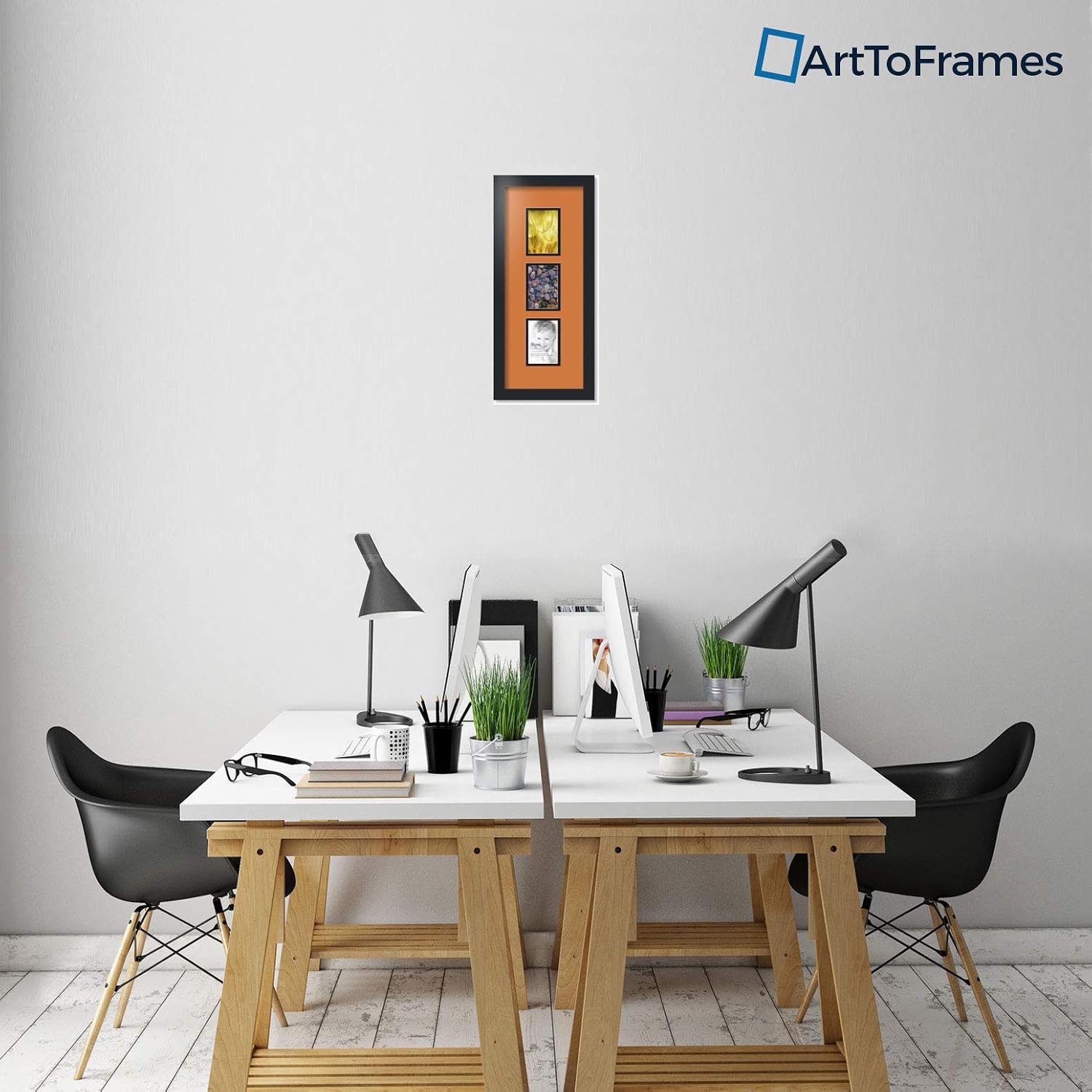 Art to Frames Double-Multimat-864-712/89-FRBW26079 Collage Photo Frame Double Mat with 3-3.5x5 Openings and Satin Black