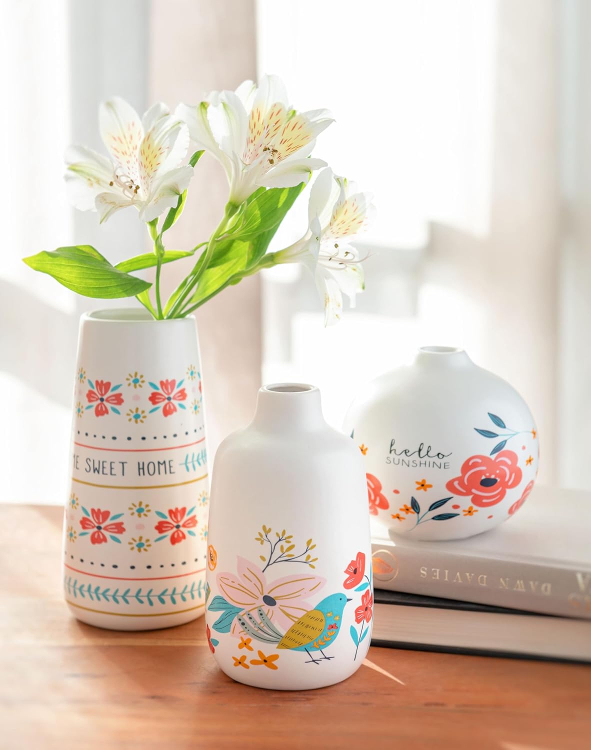 Mini Vases for Modern Farmhouse Decor / White,love You / Small