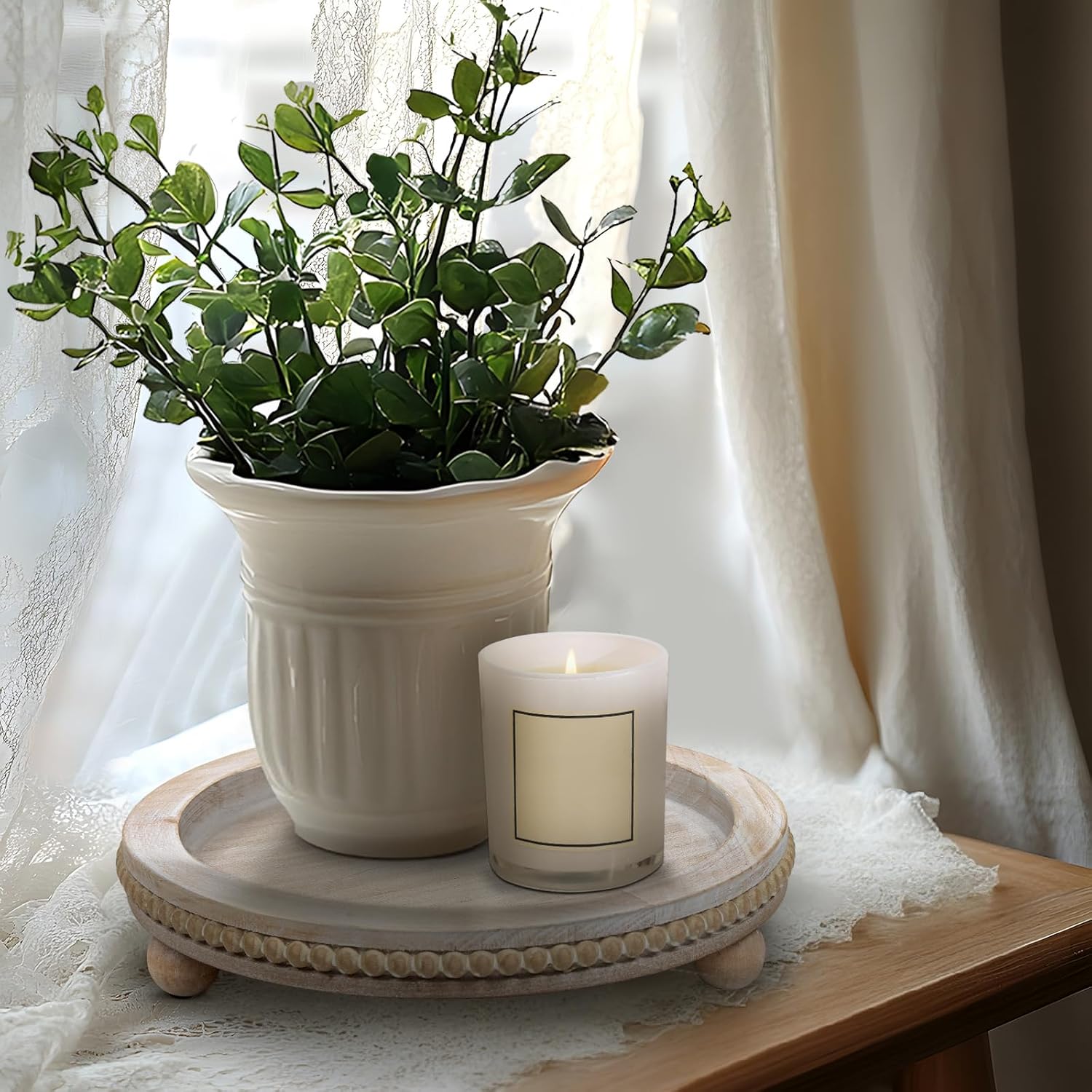 Farmhouse Decorative Trays / Wash White-13in
