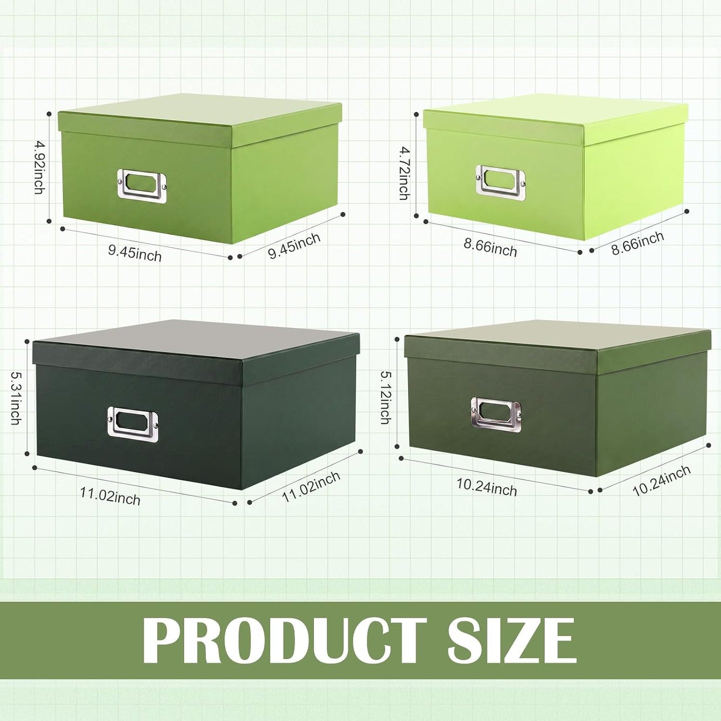 Label Holders / Decorative Storage Boxes / Green Gradient / Set of 4