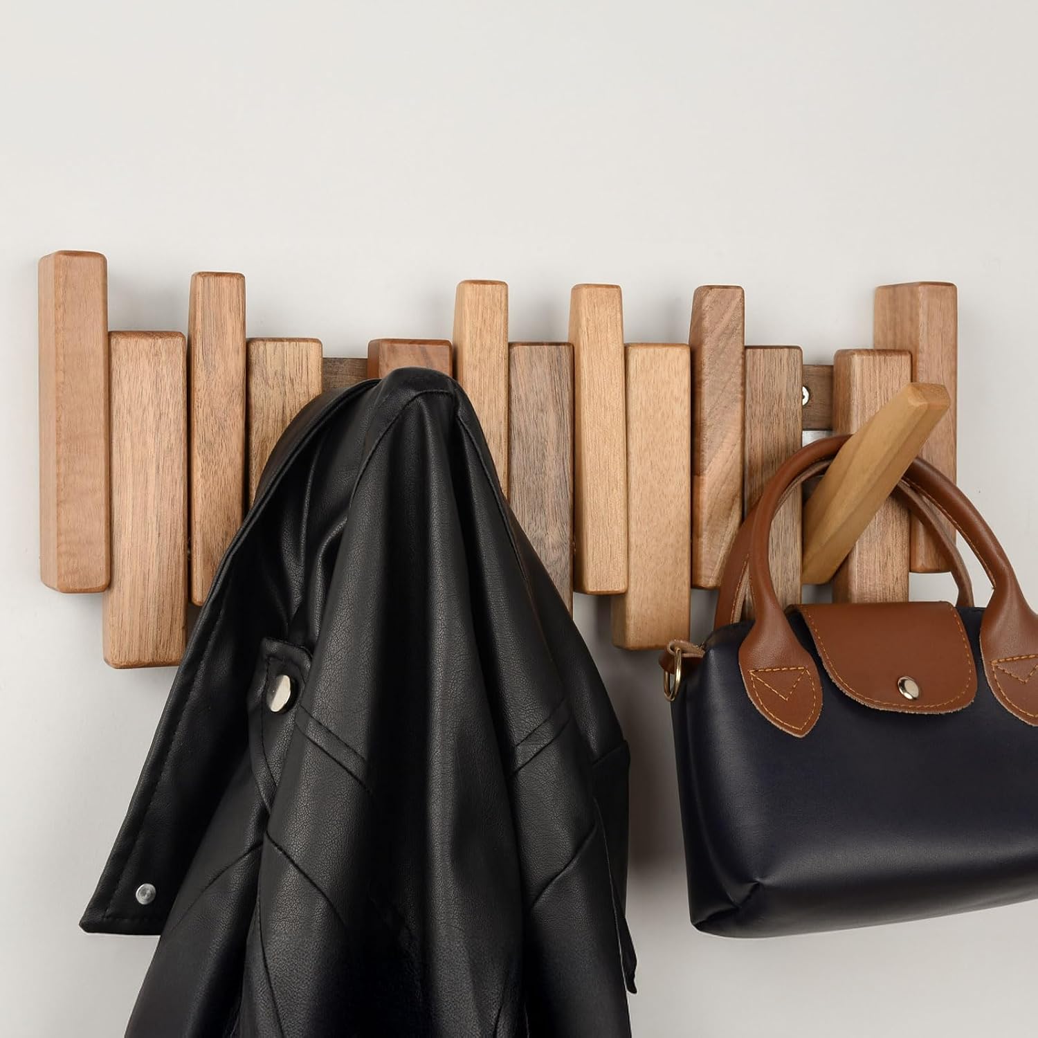 Solid Walnut Piano Key Coat Rack / Walnut-regular-natural / 6 Hooks