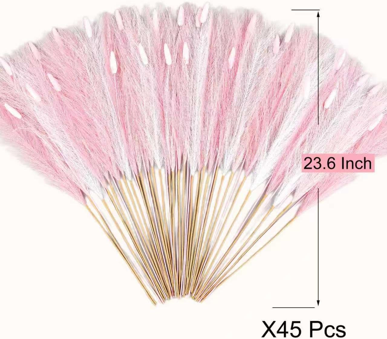 Bunny Tails Bulk Artificial Dried Flowers Small Vase / Pink / 23.6 Inch / Set of 45