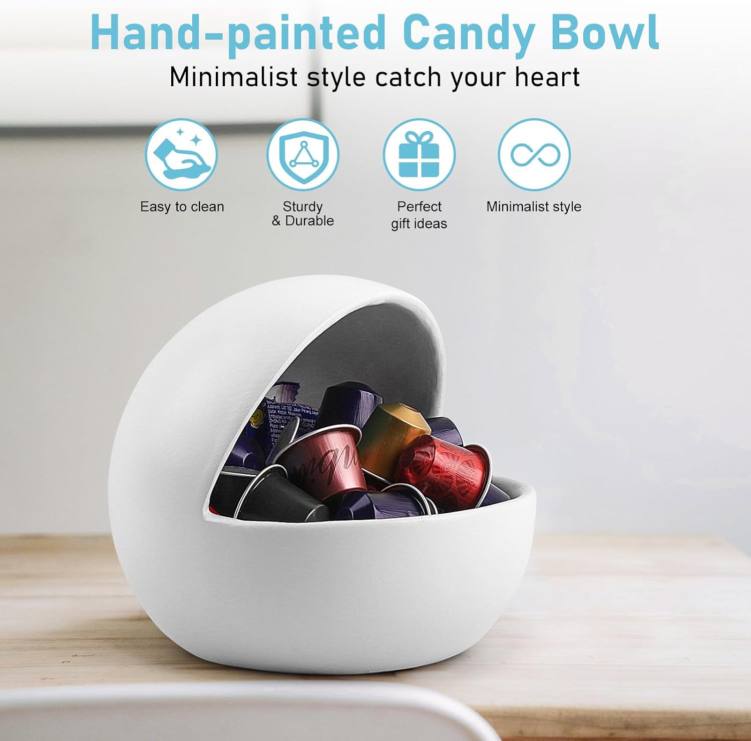Patriotic Candy Bowl for 4th of July Resin Decorative Serving Dish Key Bowl for Entryway / White / S